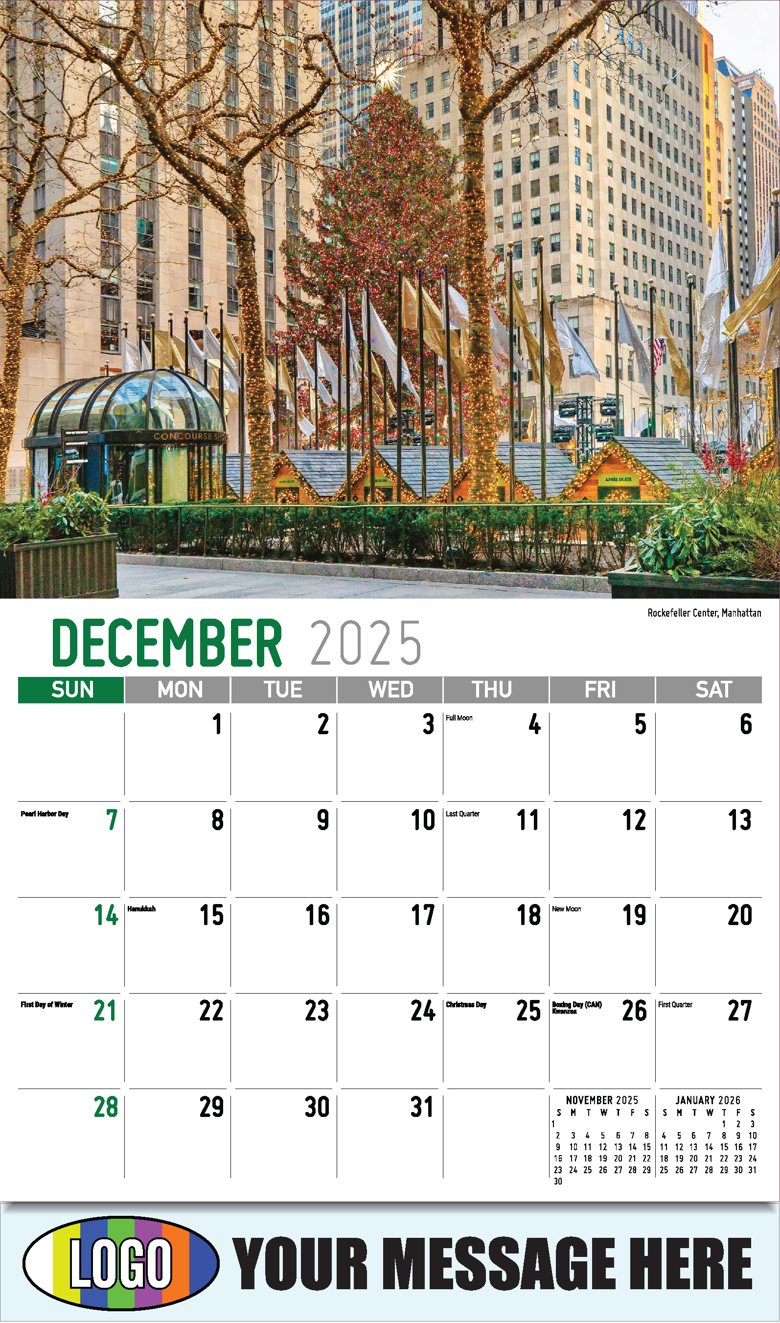 Scenes of New York 2025 Business Promotional Wall Calendar - December