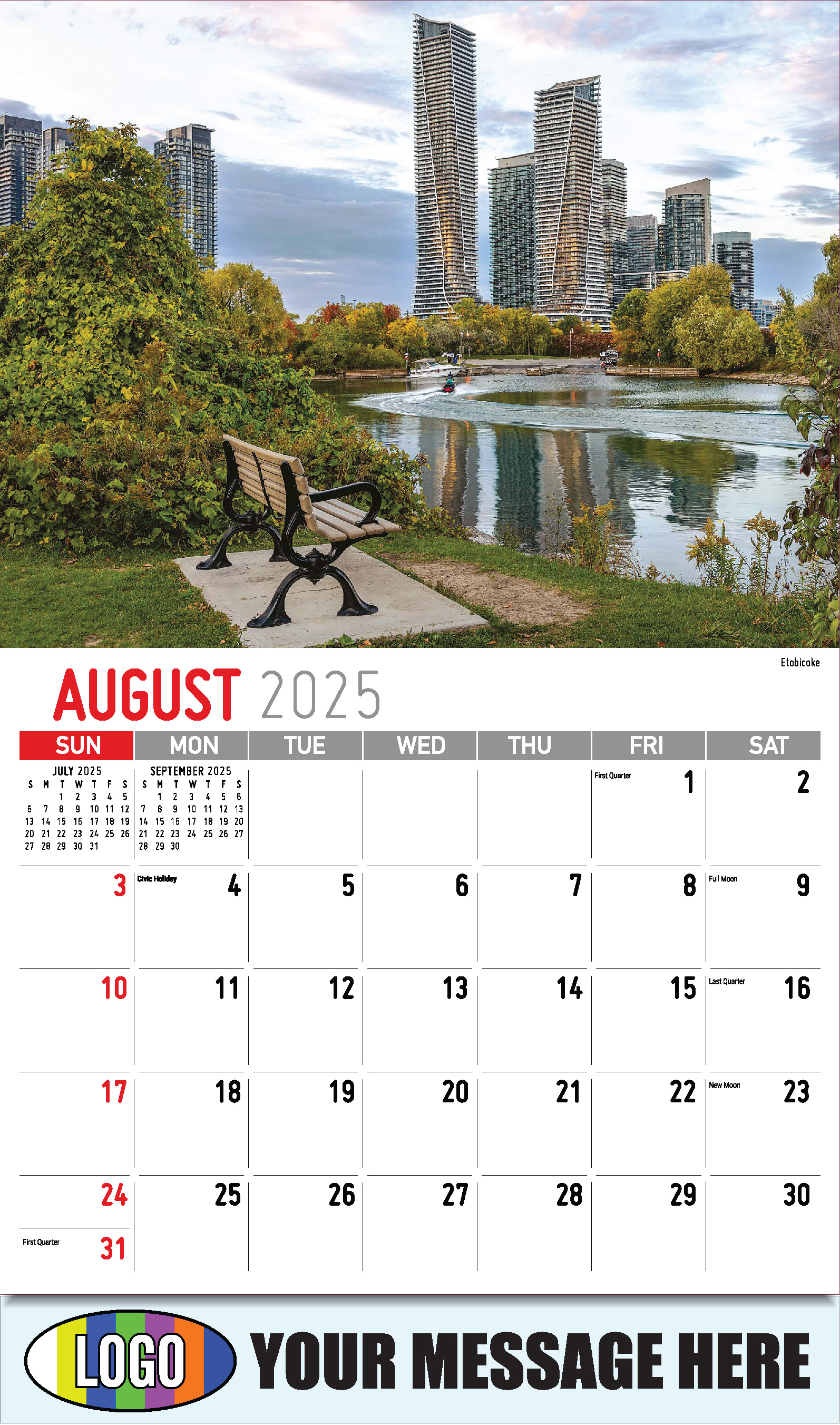 Scenes of Ontario 2025 Business Promo Wall Calendar - August