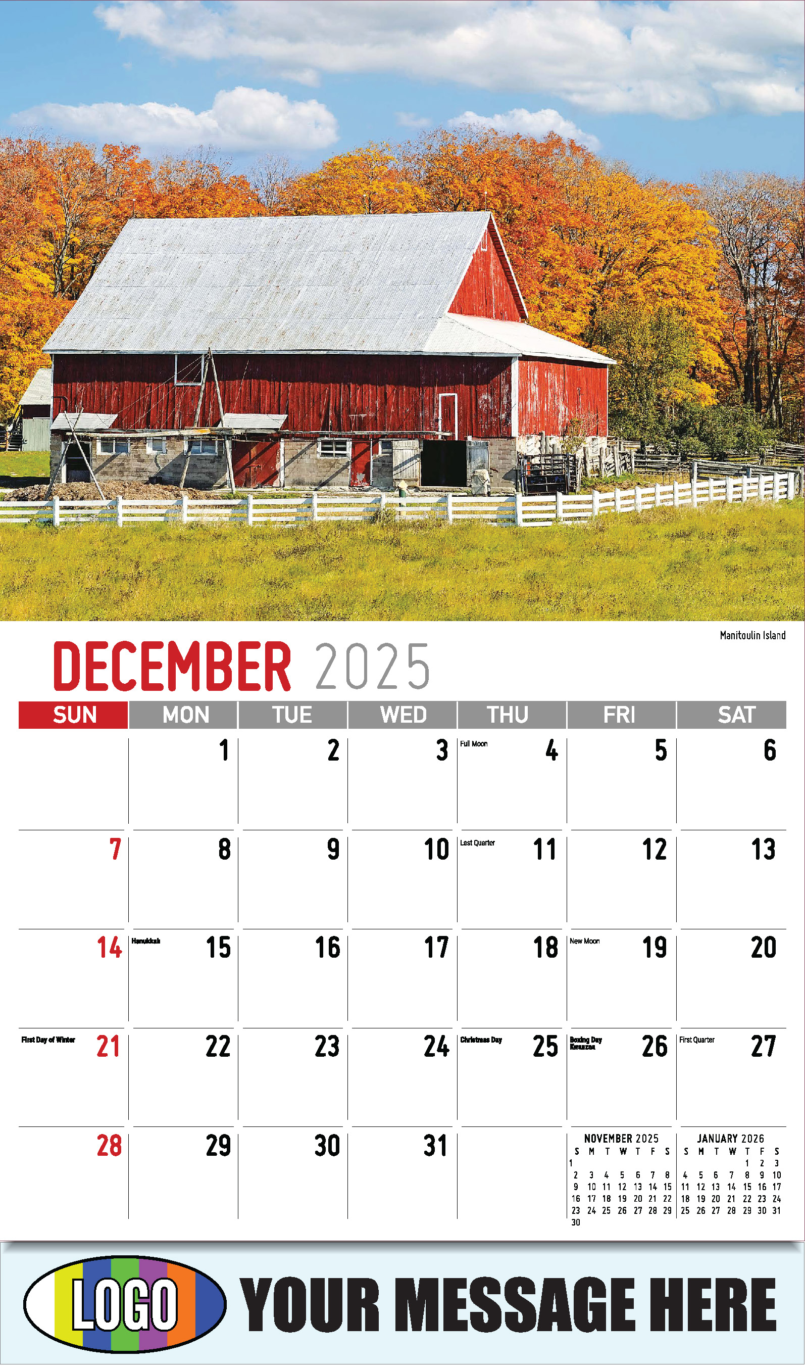 Scenes of Ontario 2025 Business Promo Wall Calendar - December