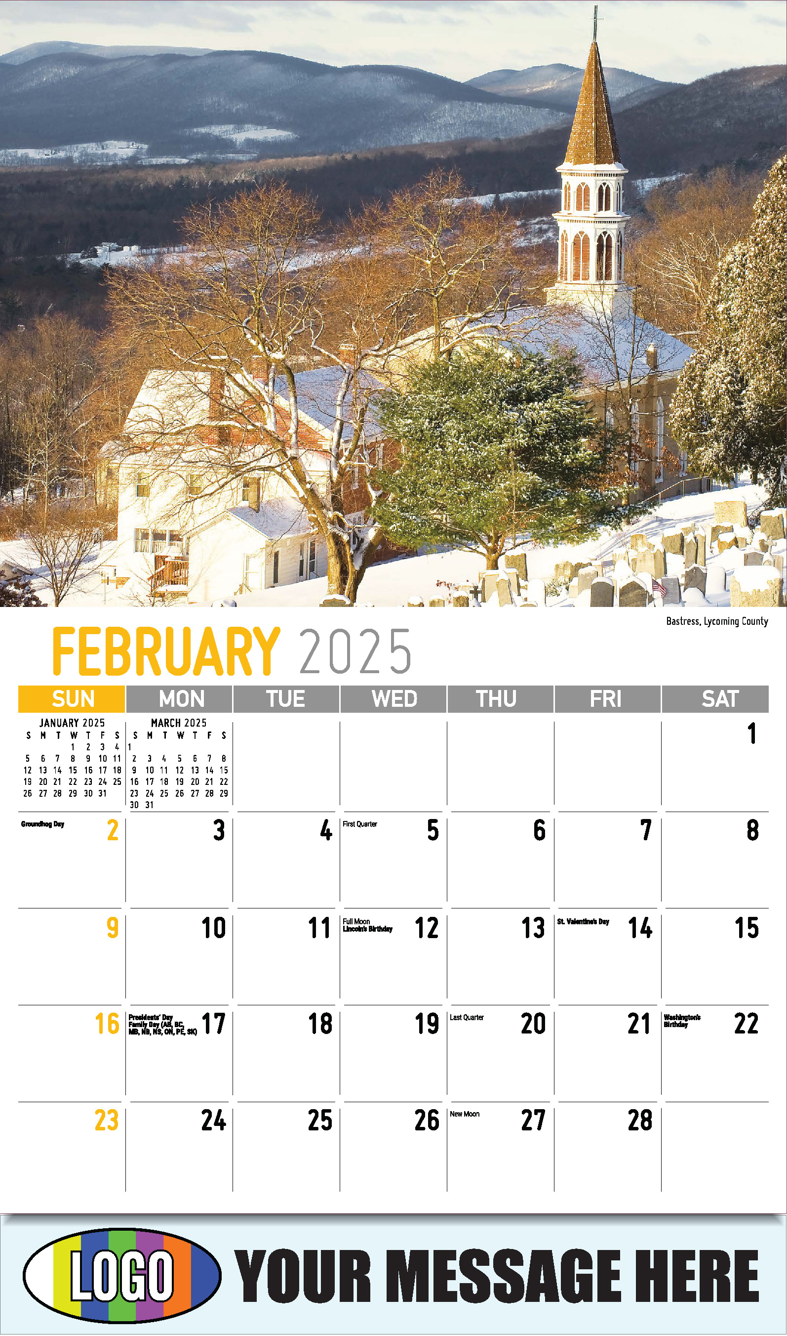 Scenes of Pennsylvania 2025 Business Promotion Calendar - February