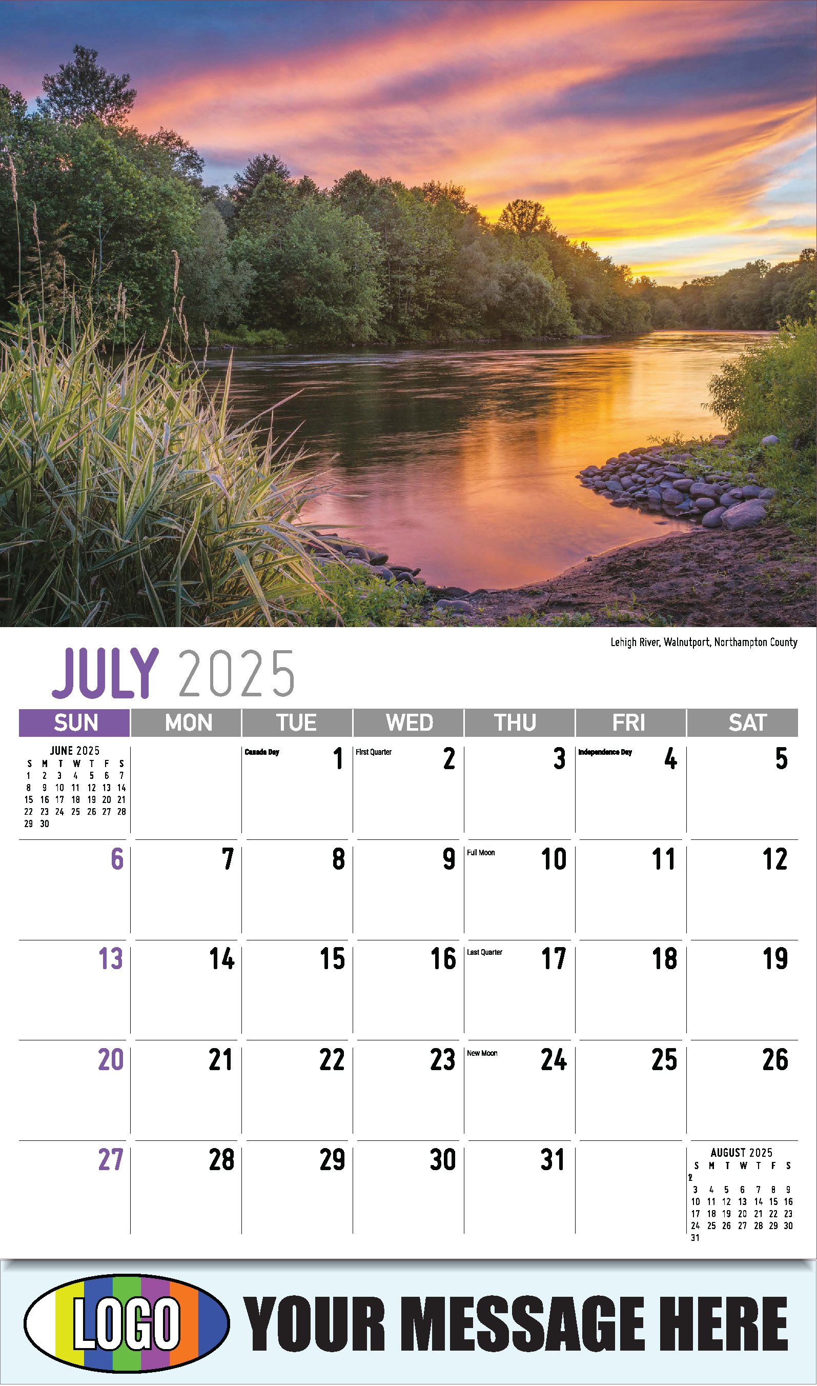 Scenes of Pennsylvania 2025 Business Promotion Calendar - July