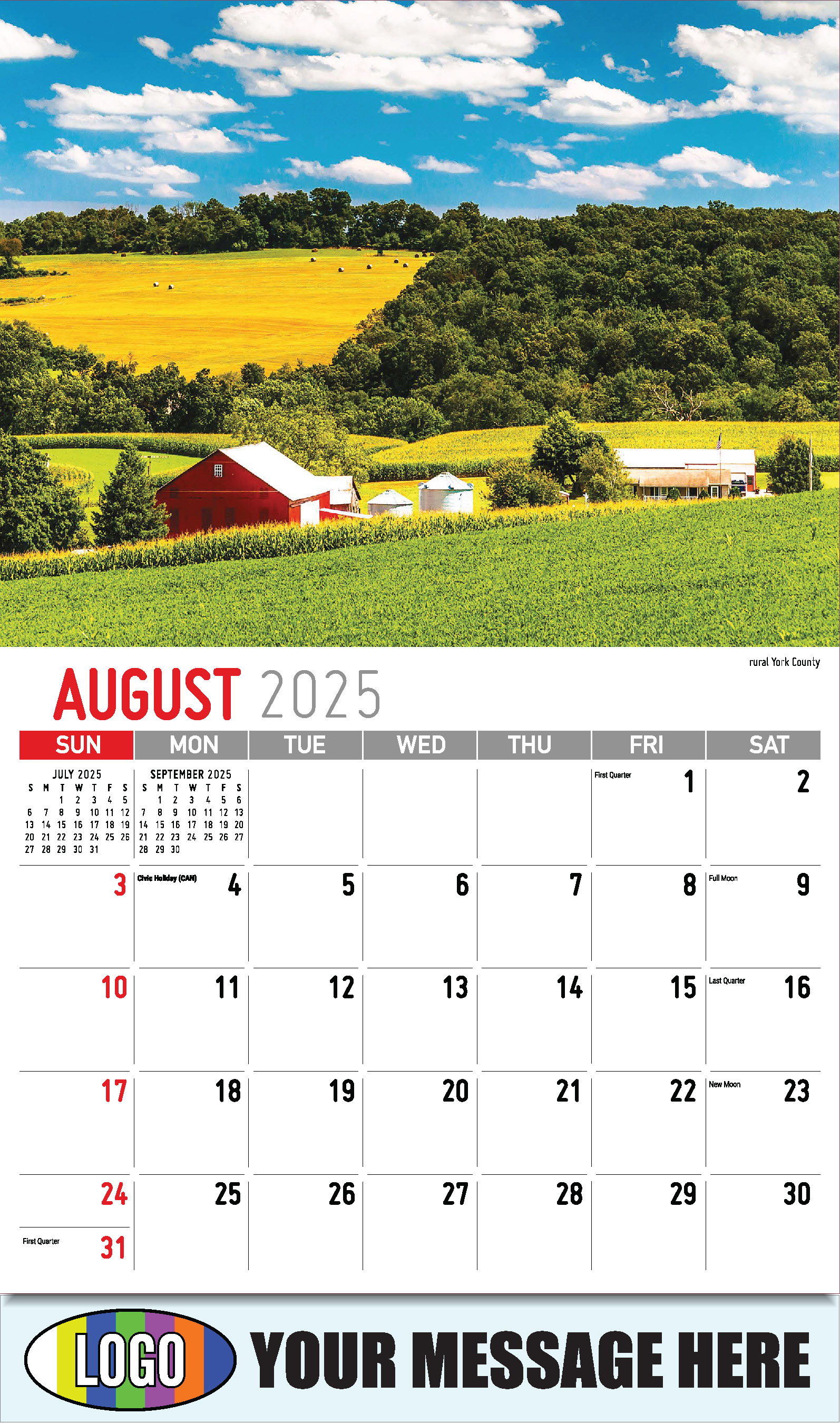 Scenes of Pennsylvania 2025 Business Promotion Calendar - August