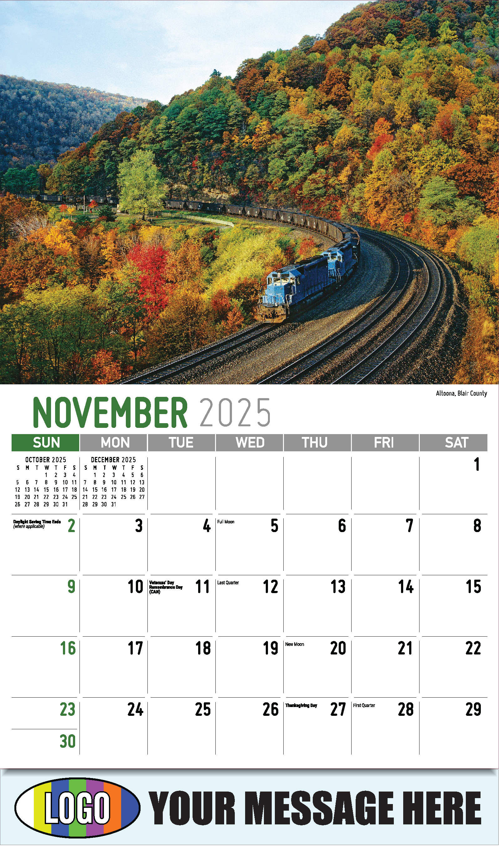 Scenes of Pennsylvania 2025 Business Promotion Calendar - November