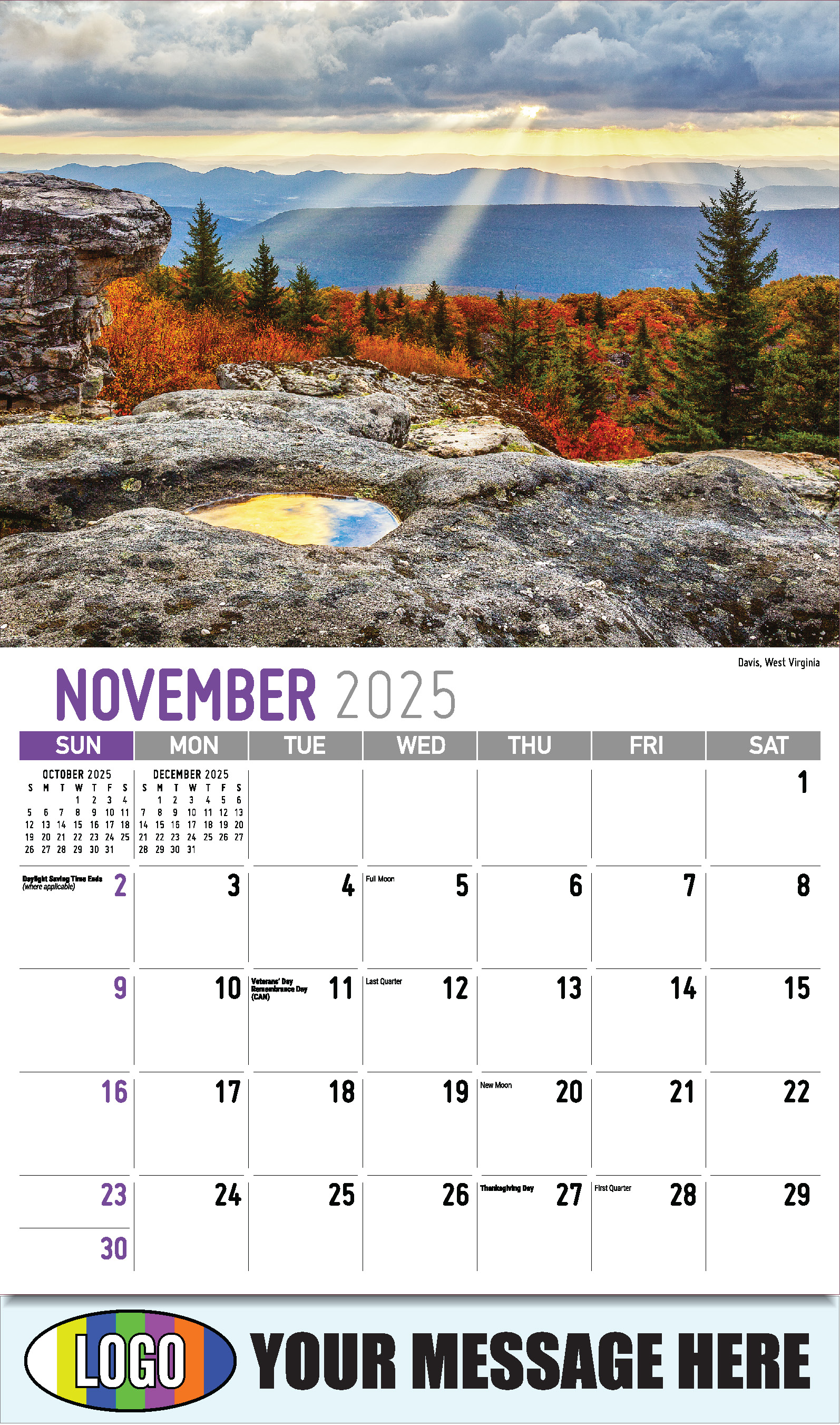Scenes of Southeast USA 2025 Business Promo Wall Calendar - November