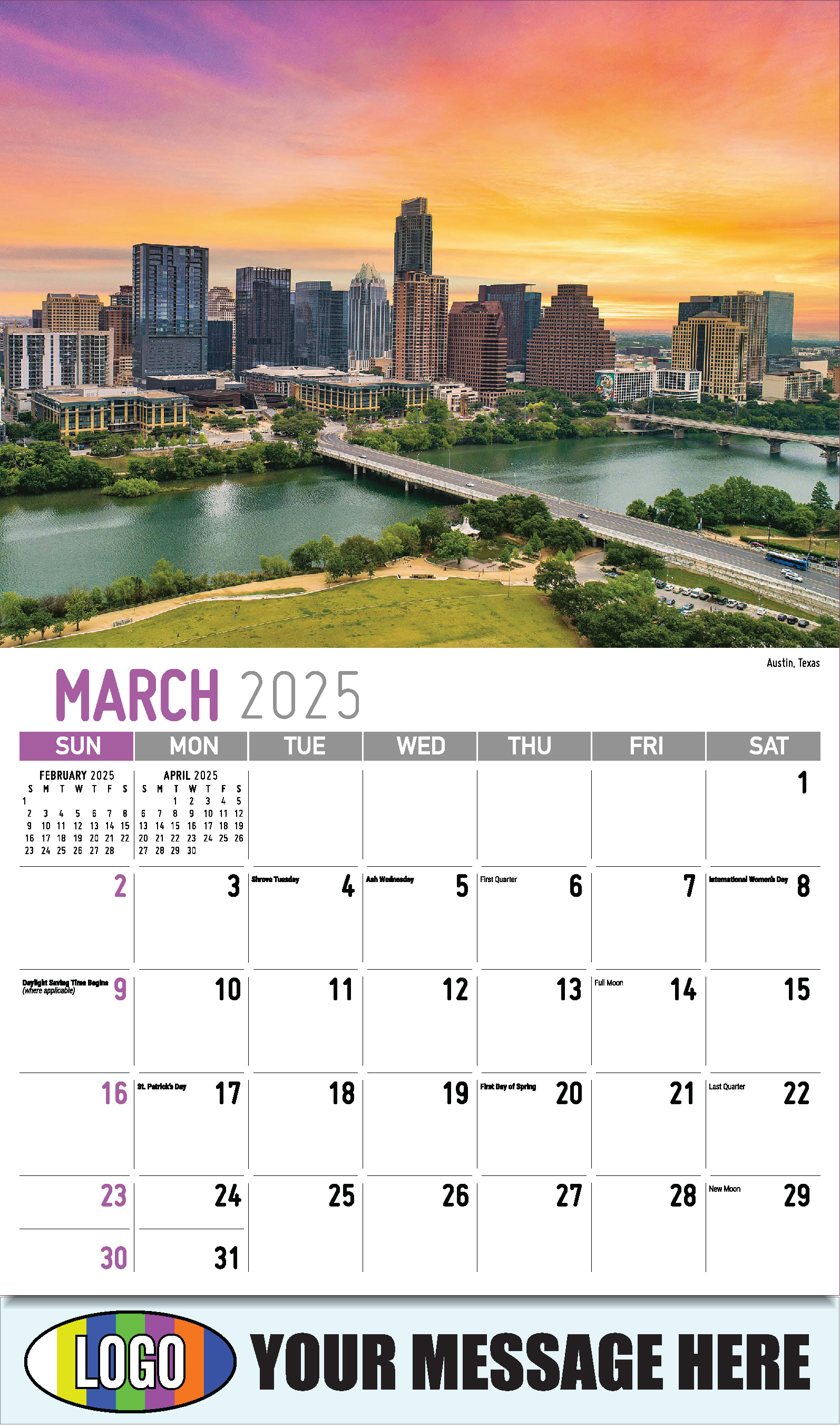 Scenes of Texas 2025 Business Advertising Calendar - March