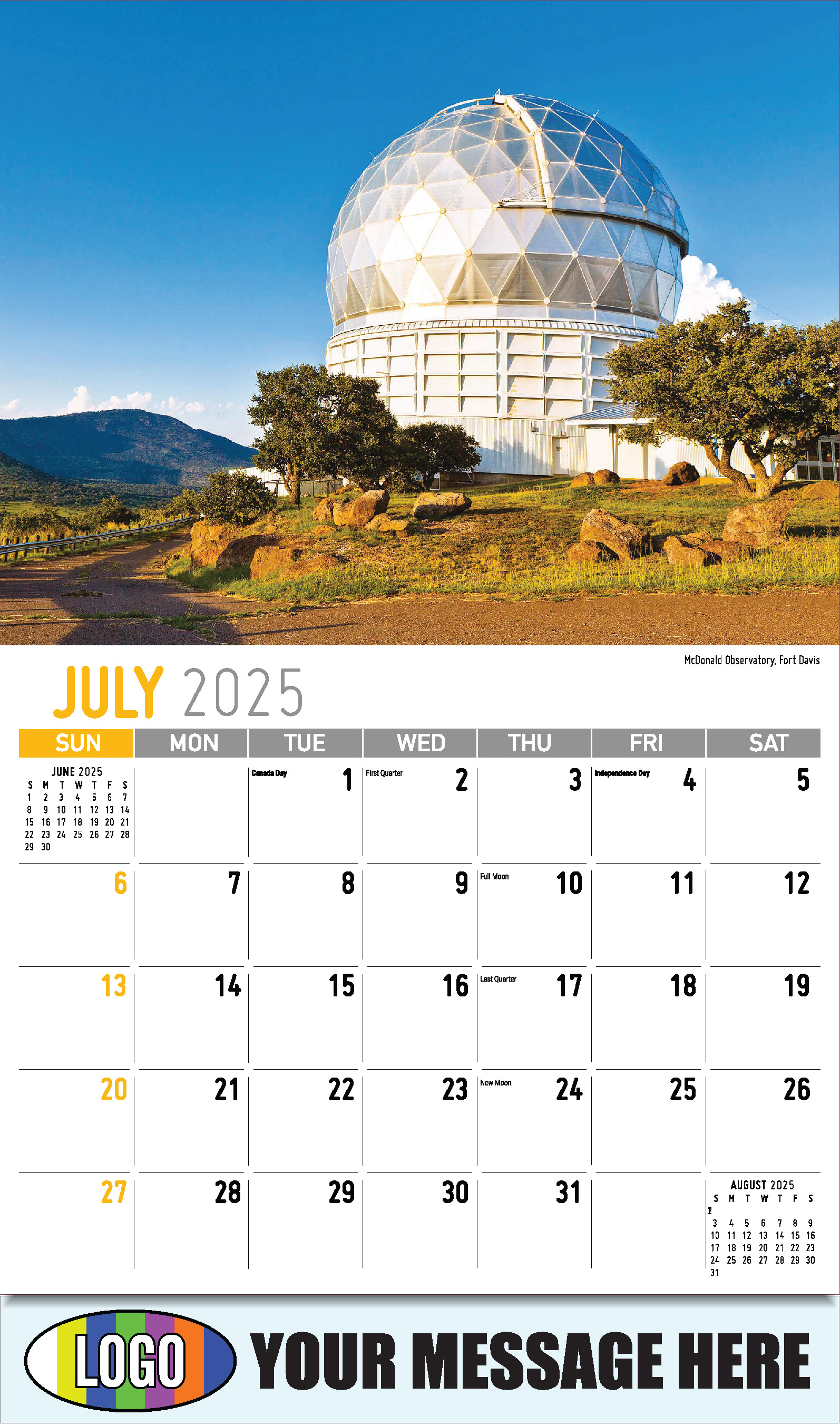 Scenes of Texas 2025 Business Advertising Calendar - July