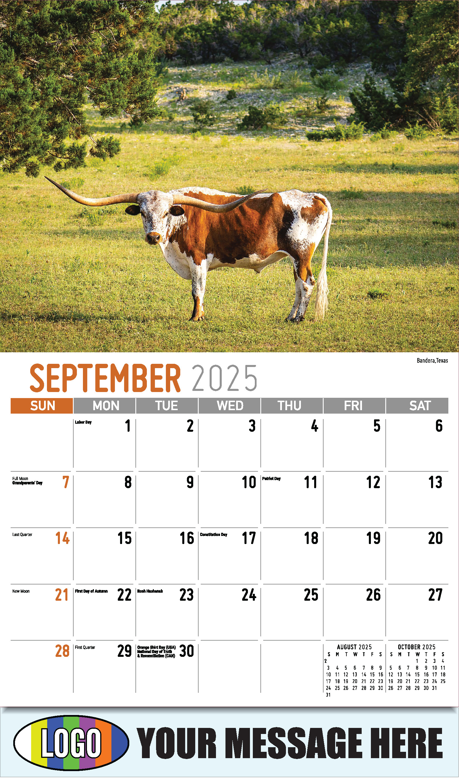 Scenes of Texas 2025 Business Advertising Calendar - September