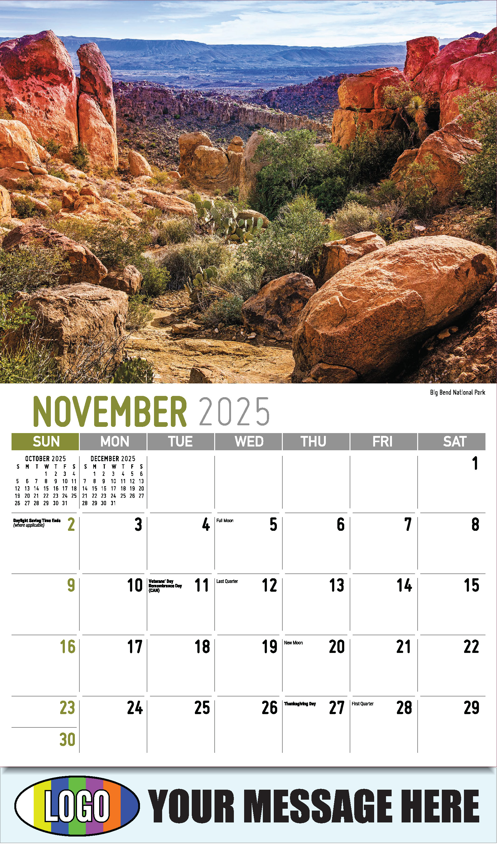 Scenes of Texas 2025 Business Advertising Calendar - November