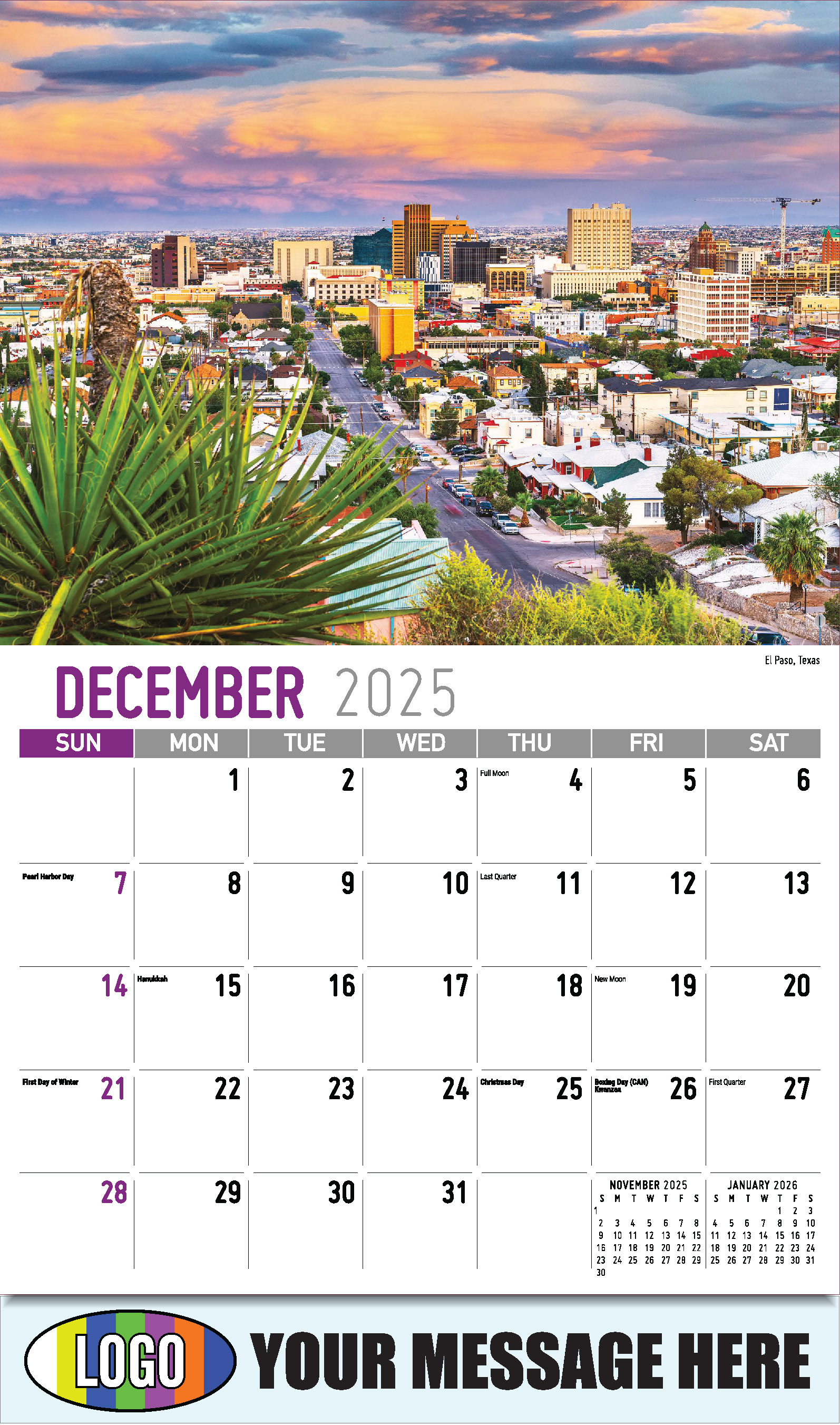 Scenes of Texas 2025 Business Advertising Calendar - December