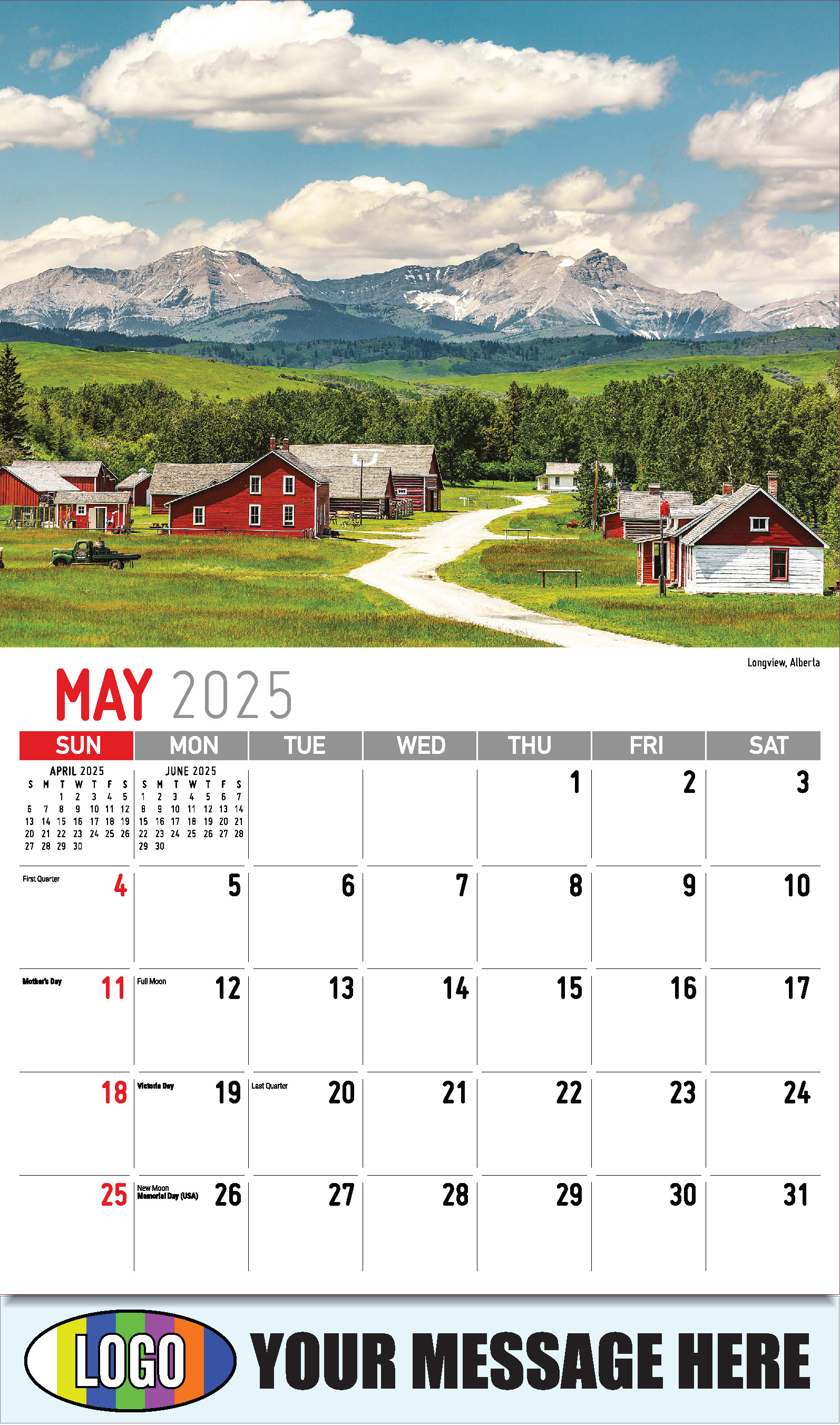 Scenes of Western Canada 2025 Business Promotional Wall Calendar - May