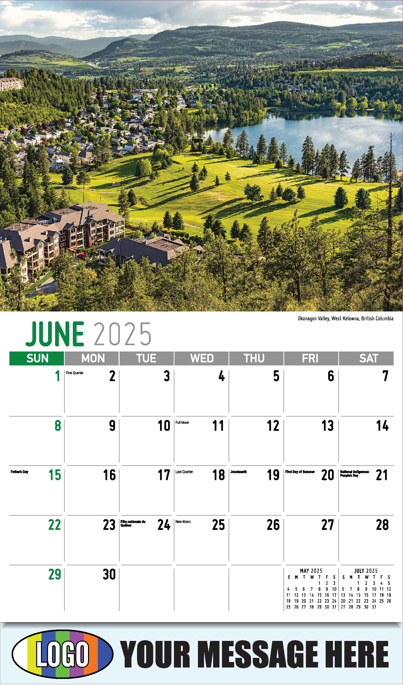 Scenes of Western Canada 2025 Business Promotional Wall Calendar - June