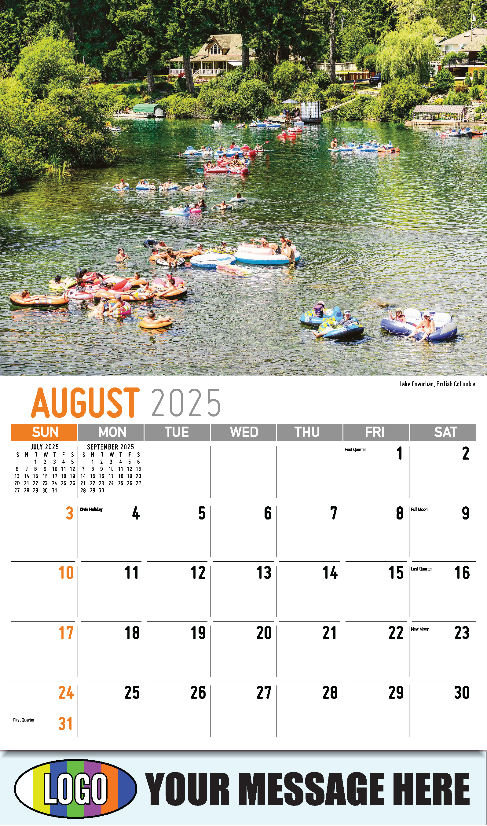 Scenes of Western Canada 2025 Business Promotional Wall Calendar - August