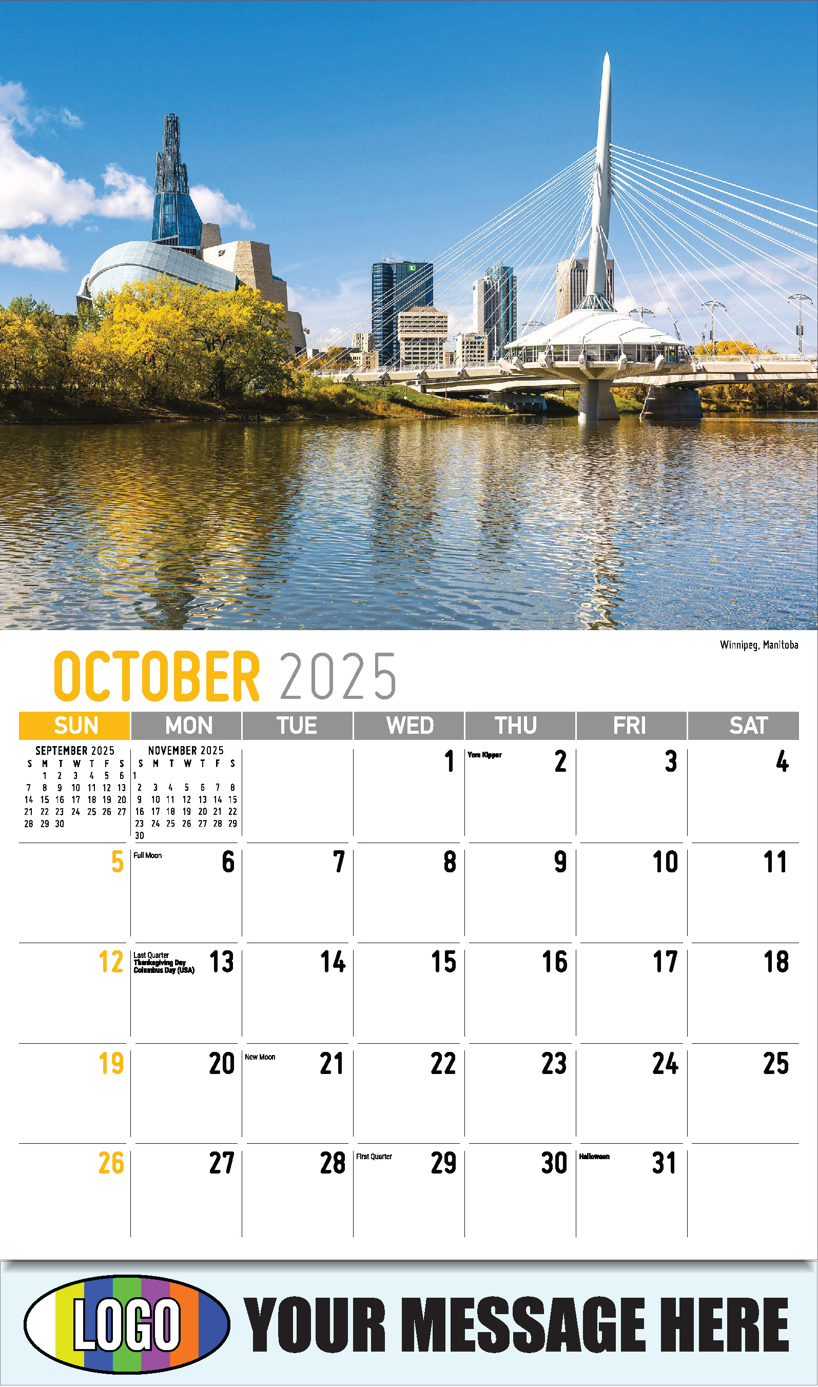 Scenes of Western Canada 2025 Business Promotional Wall Calendar - October
