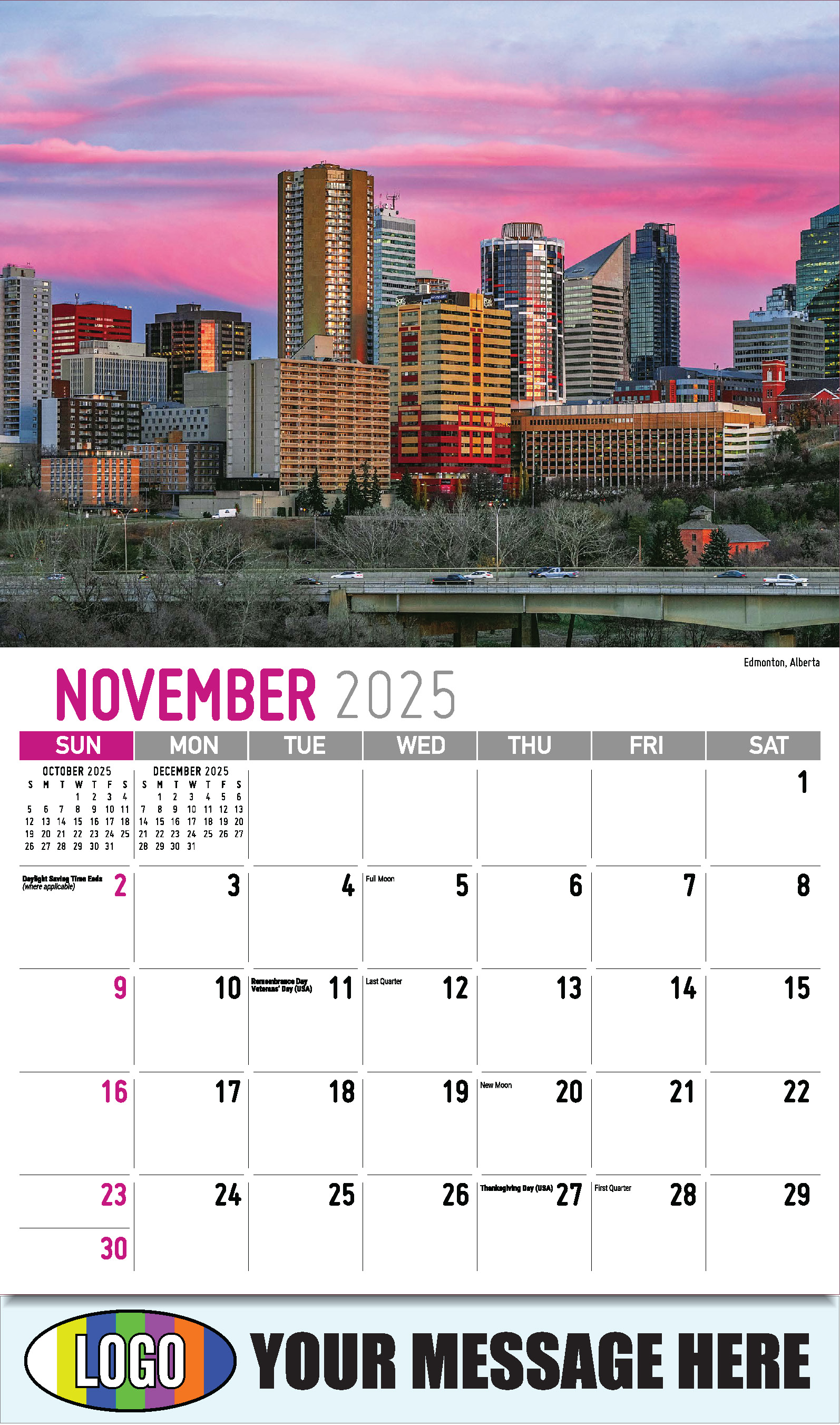 Scenes of Western Canada 2025 Business Promotional Wall Calendar - November