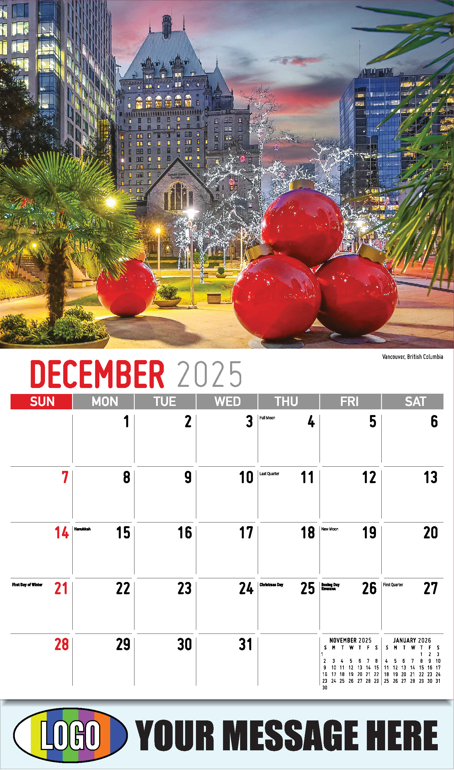 Scenes of Western Canada 2025 Business Promotional Wall Calendar - December