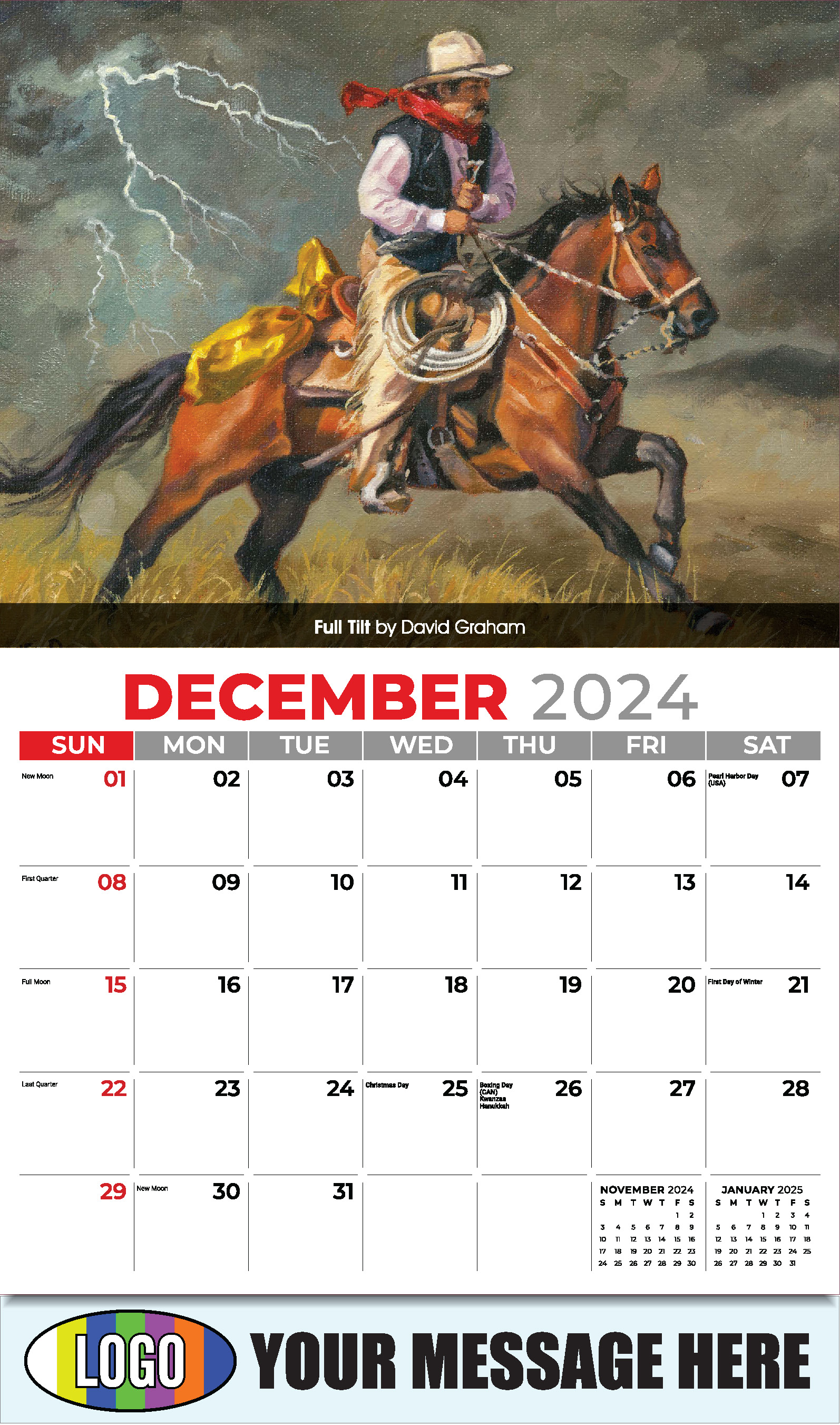 Spirit of the Old West 2025 Old West Art Business Promo Wall Calendar - December_a