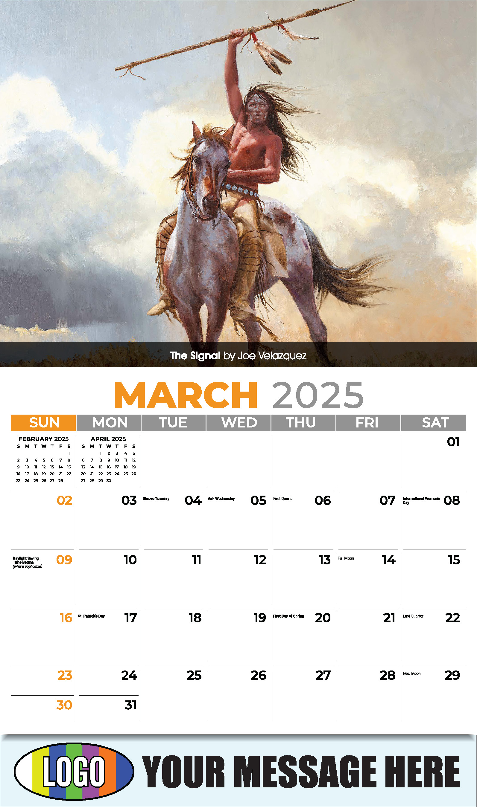 Spirit of the Old West 2025 Old West Art Business Promo Wall Calendar - March