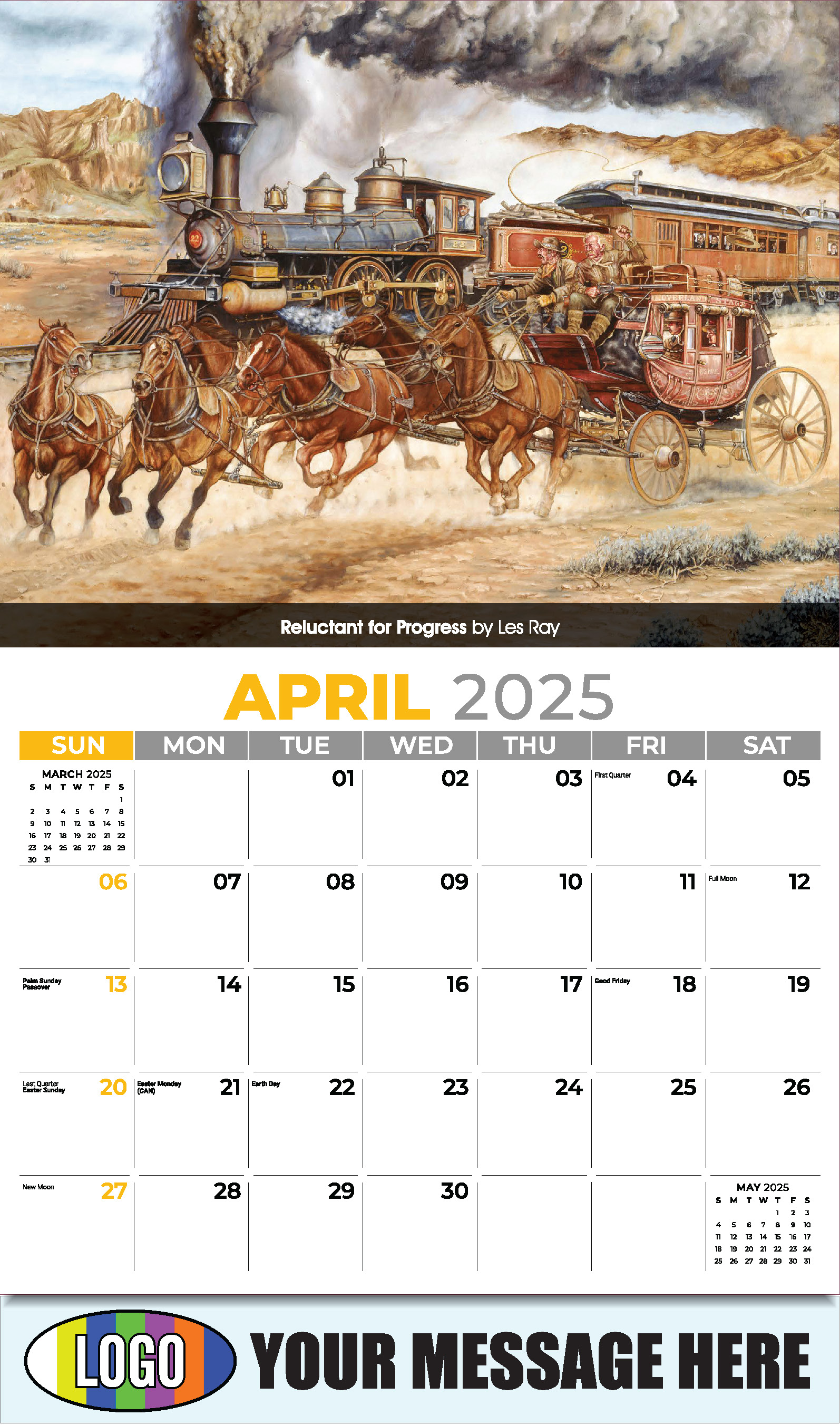 Spirit of the Old West 2025 Old West Art Business Promo Wall Calendar - April