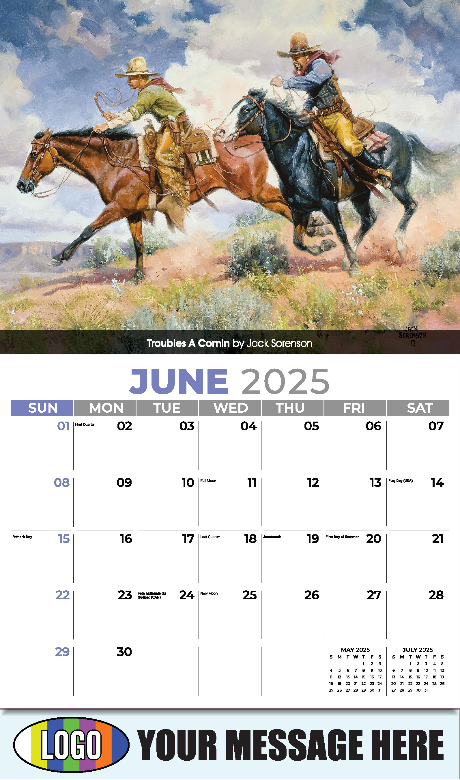Spirit of the Old West 2025 Old West Art Business Promo Wall Calendar - June