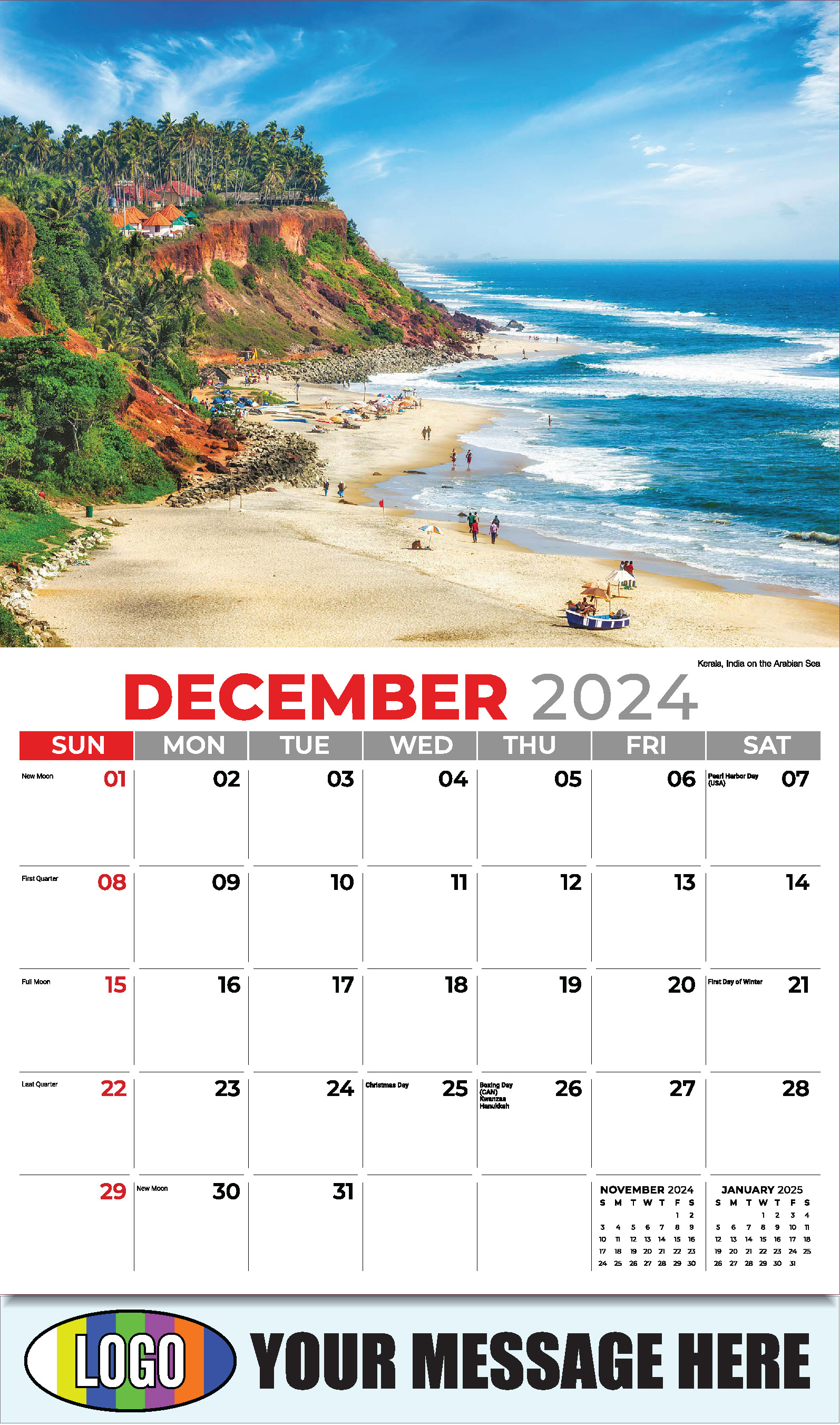 Sun, Sand and Surf 2025 Business Advertsing Wall Calendar - December_a