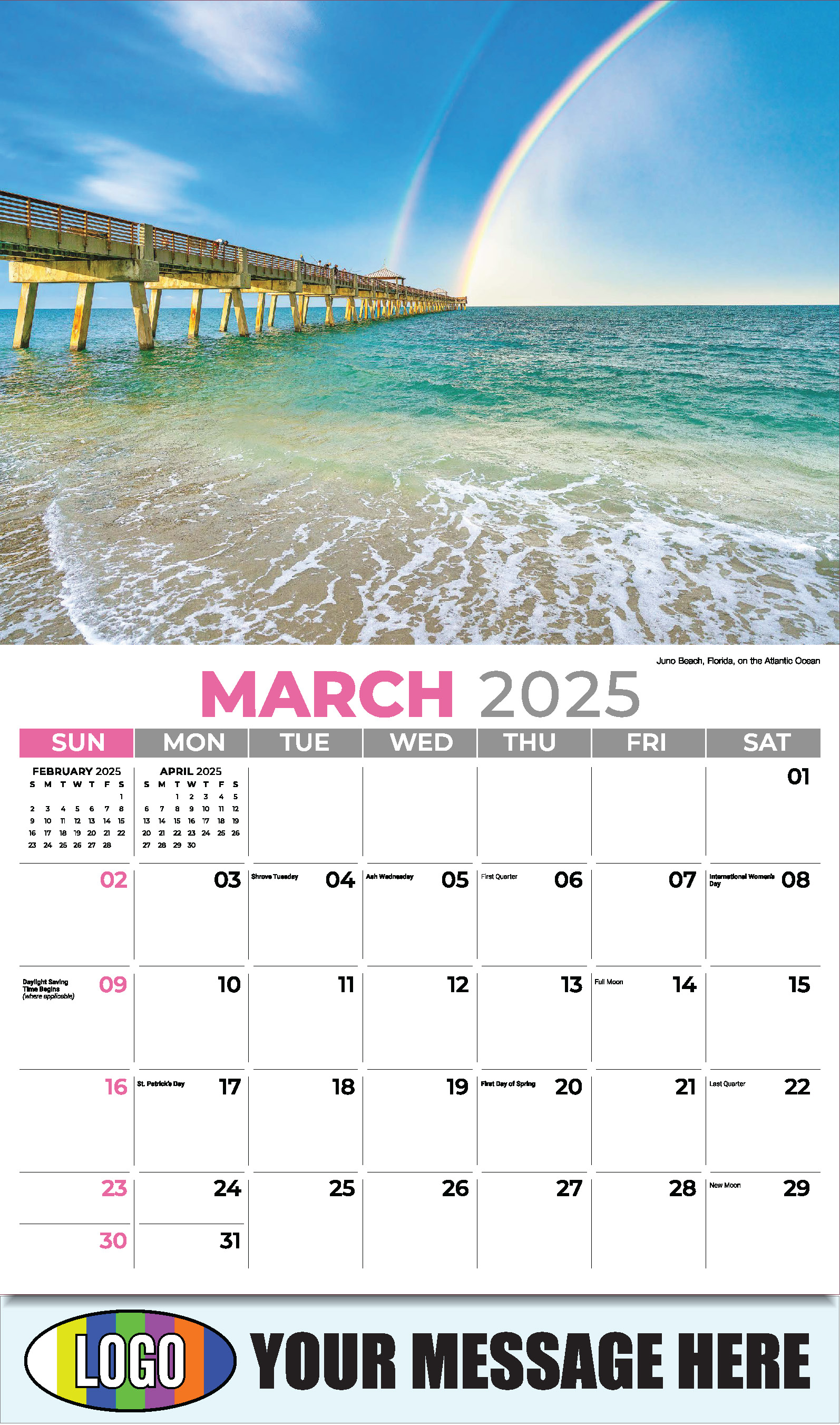Sun, Sand and Surf 2025 Business Advertsing Wall Calendar - March