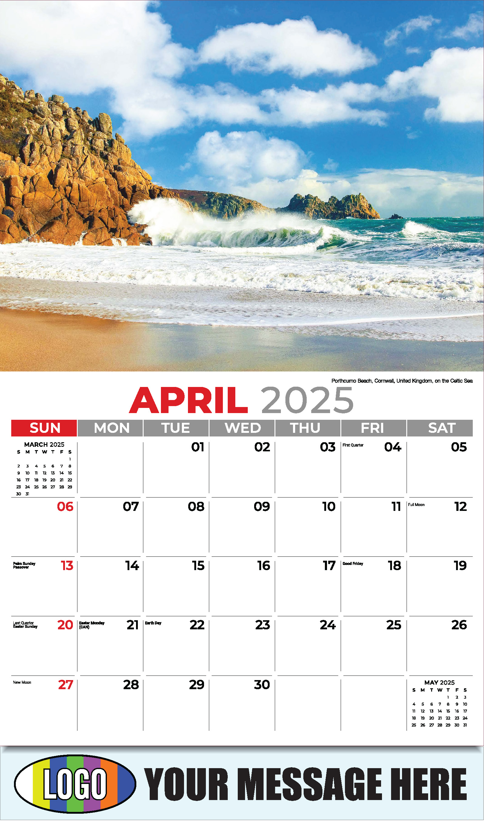 Sun, Sand and Surf 2025 Business Advertsing Wall Calendar - April