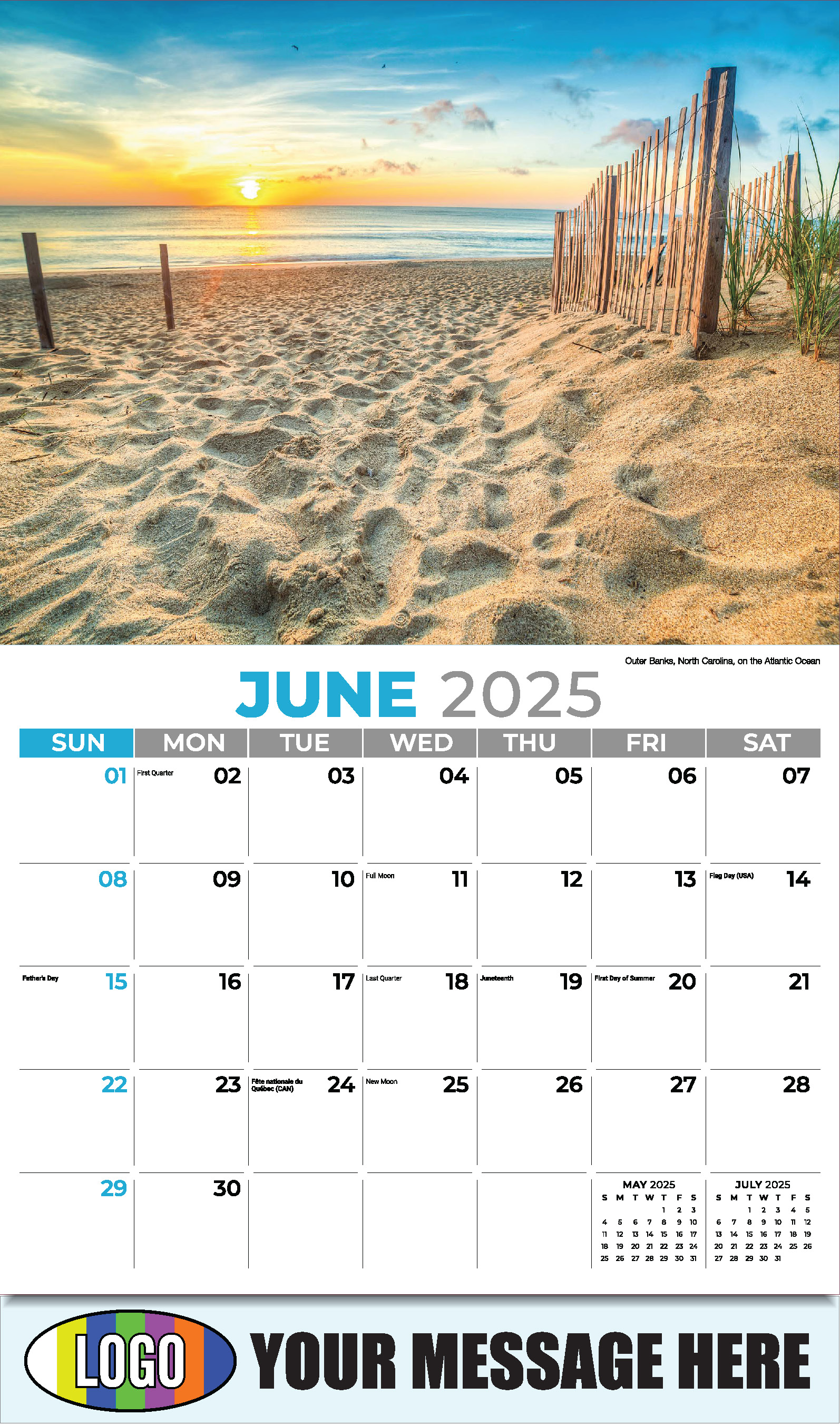 Sun, Sand and Surf 2025 Business Advertsing Wall Calendar - June