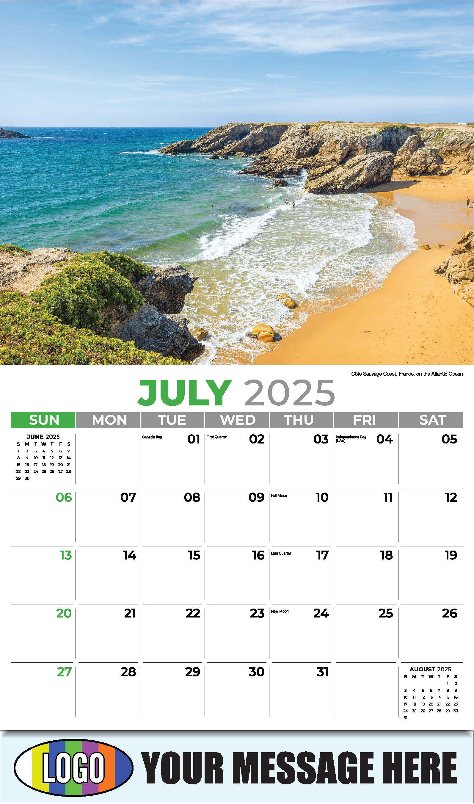 Sun, Sand and Surf 2025 Business Advertsing Wall Calendar - July