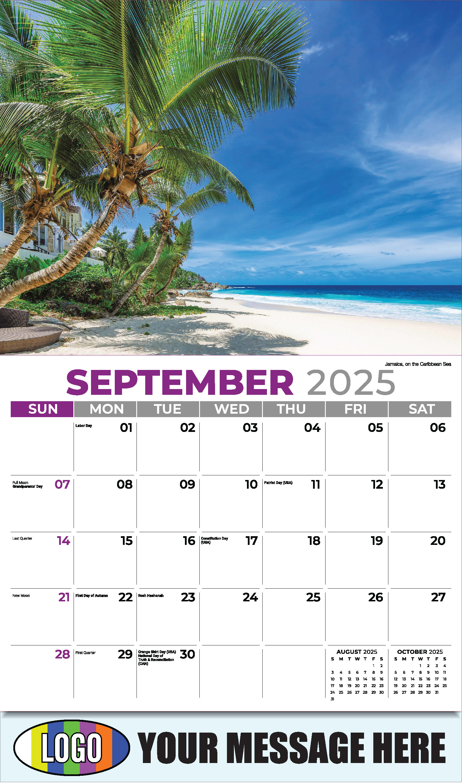 Sun, Sand and Surf 2025 Business Advertsing Wall Calendar - September