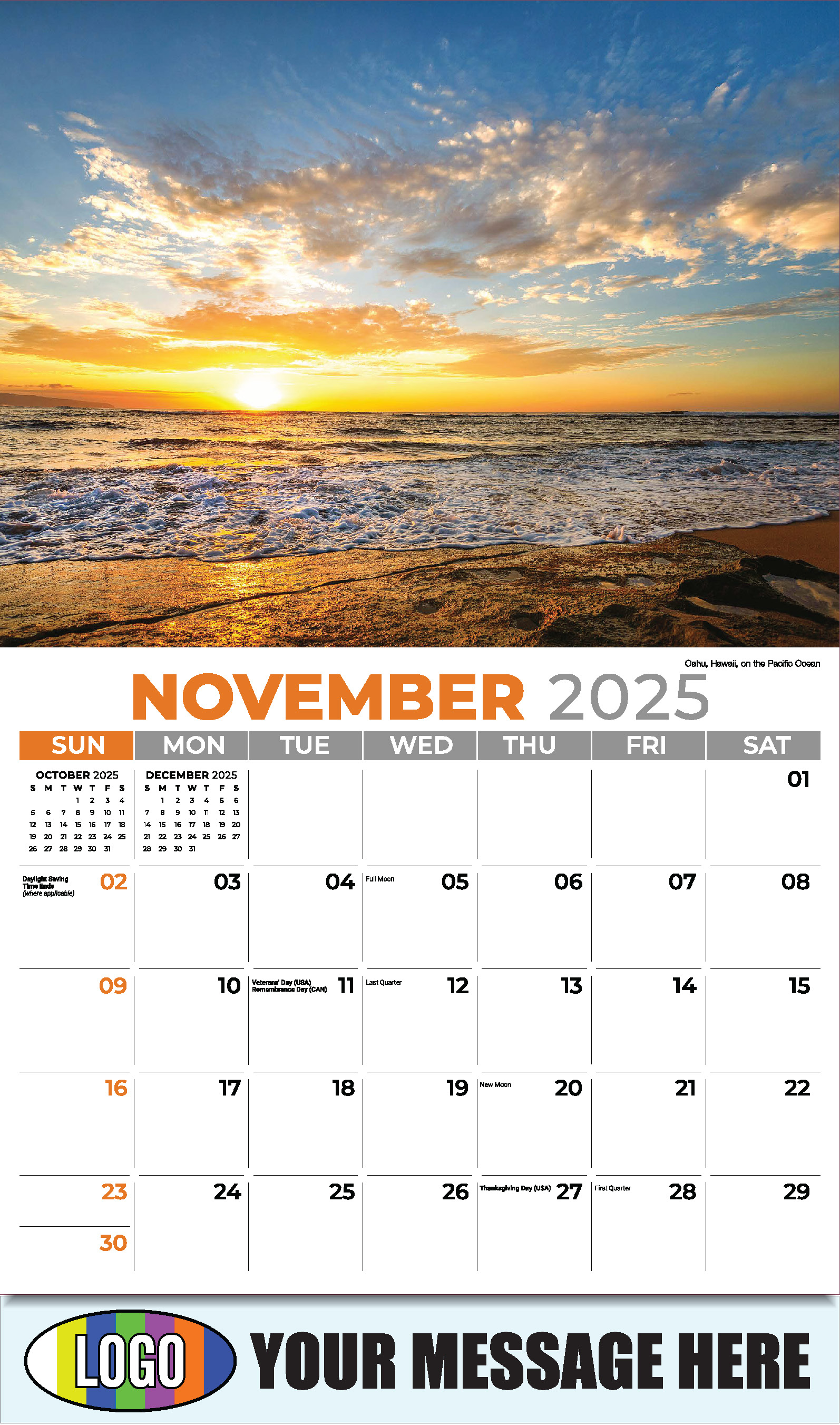 Sun, Sand and Surf 2025 Business Advertsing Wall Calendar - November
