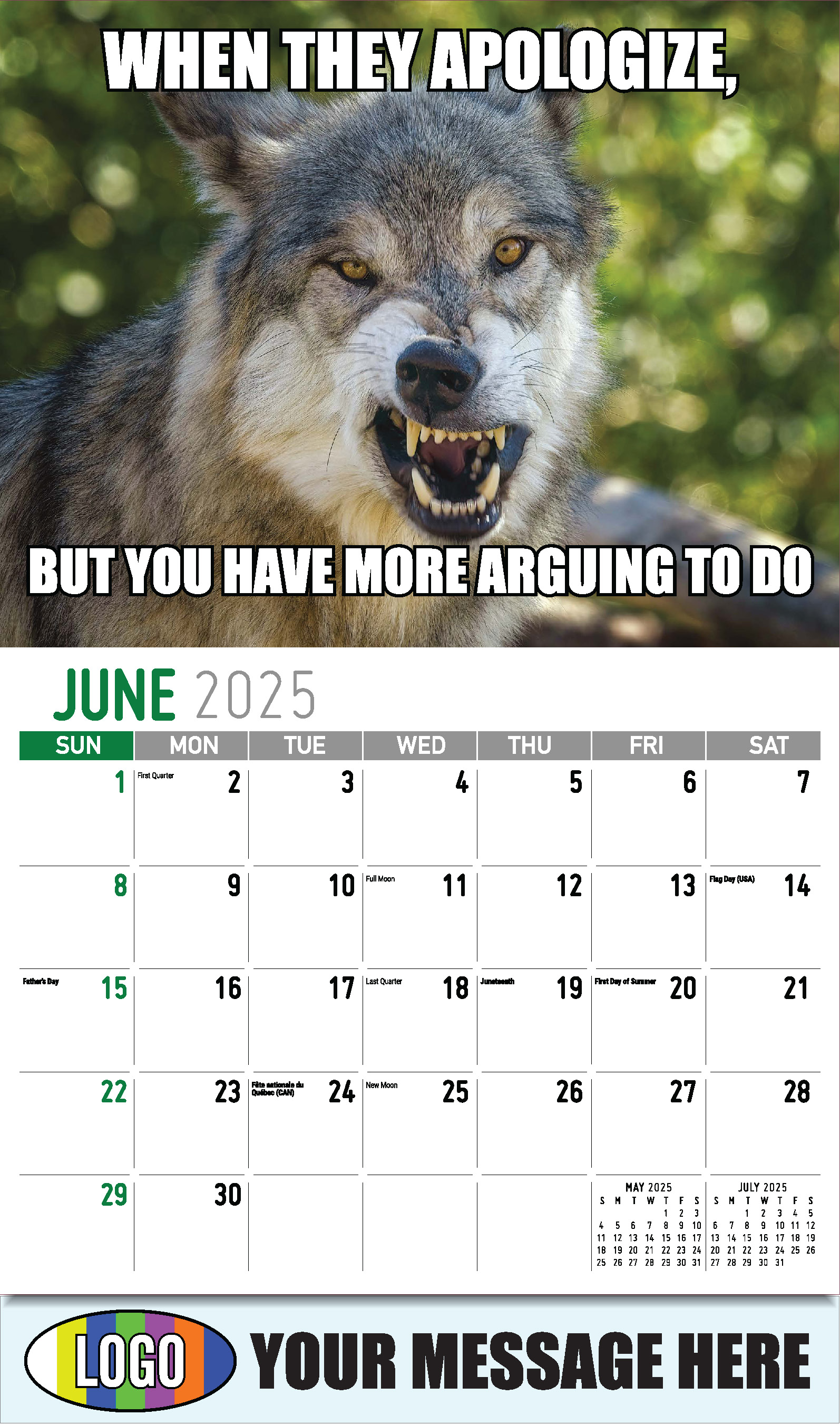 The Memeing of Life 2025 Business Advertising Wall Calendar - June
