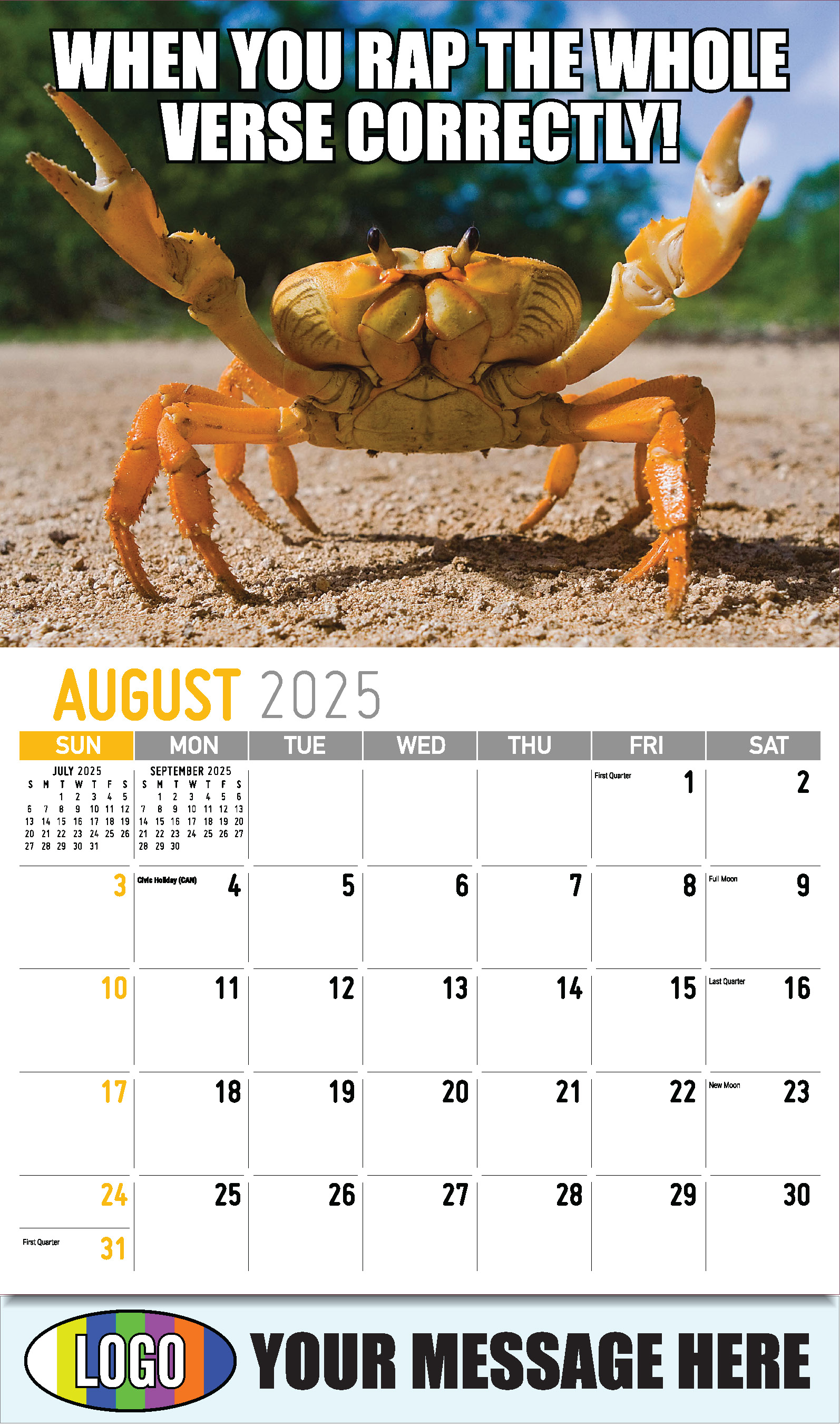 The Memeing of Life 2025 Business Advertising Wall Calendar - August
