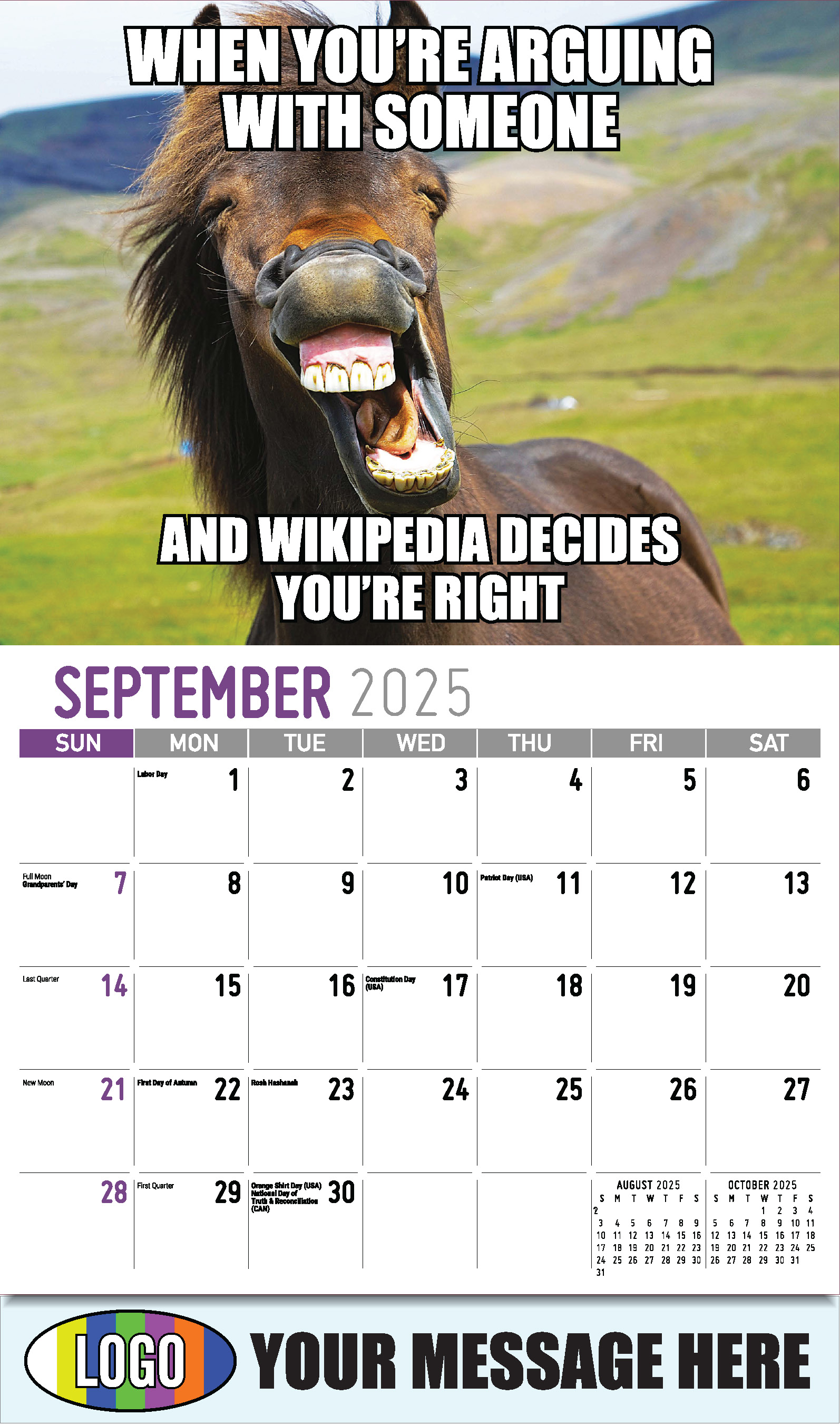 The Memeing of Life 2025 Business Advertising Wall Calendar - September