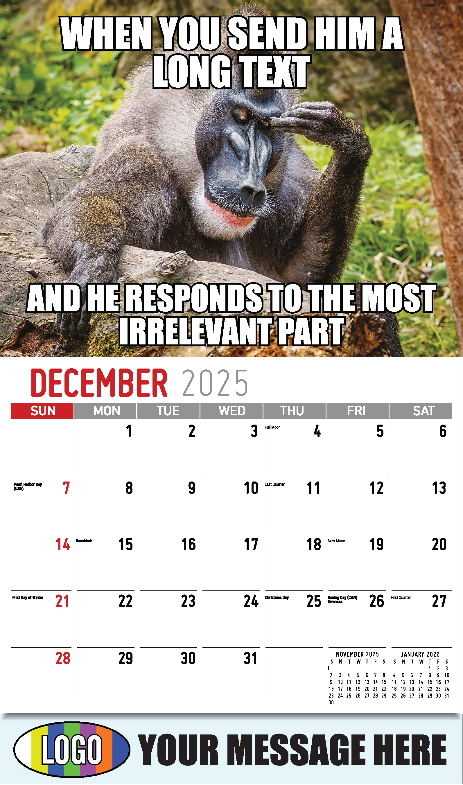The Memeing of Life 2025 Business Advertising Wall Calendar - December