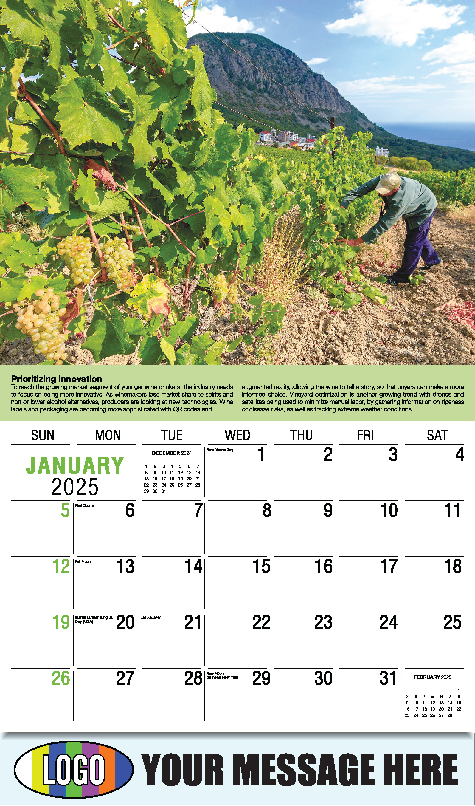 Vintages - Wine Tips 2025 Business Promo Calendar - January