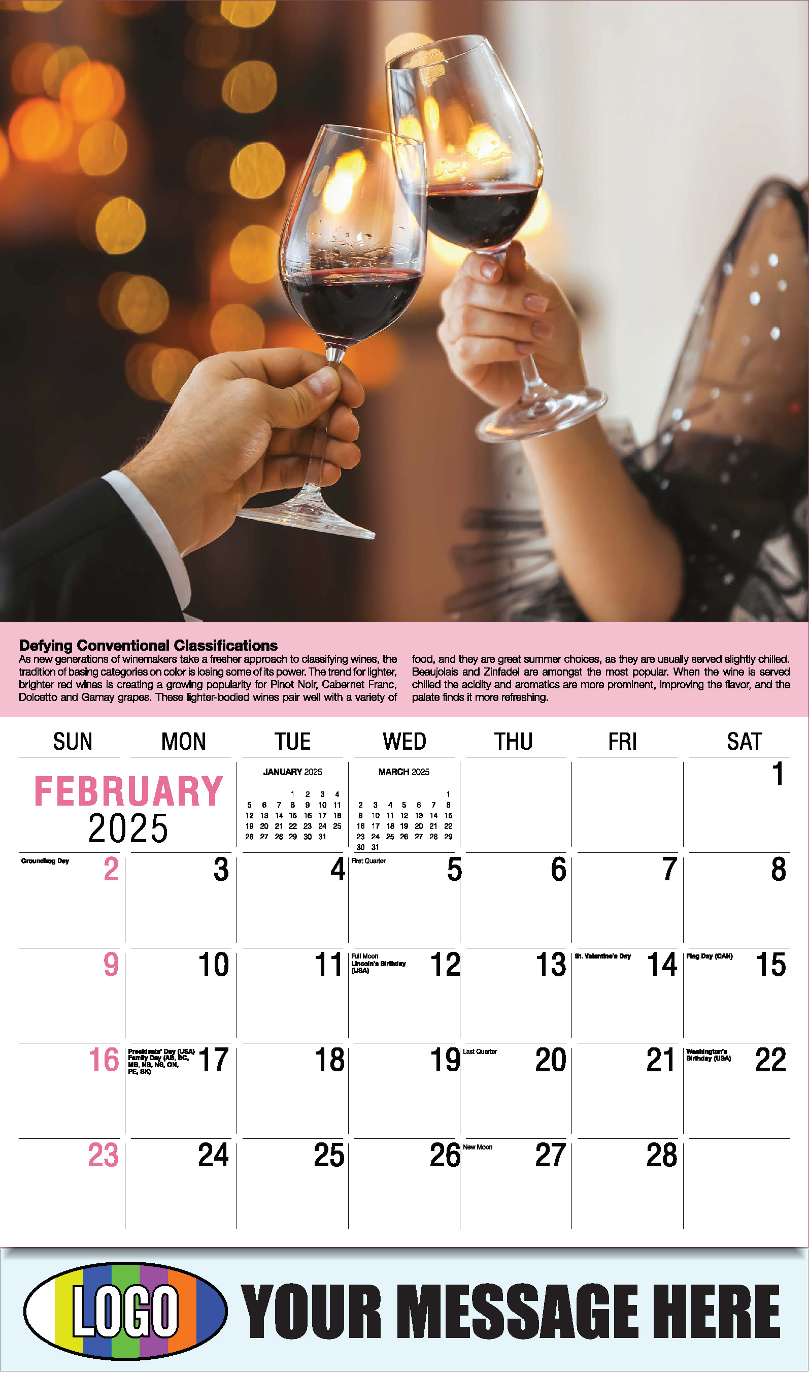 Vintages - Wine Tips 2025 Business Promo Calendar - February