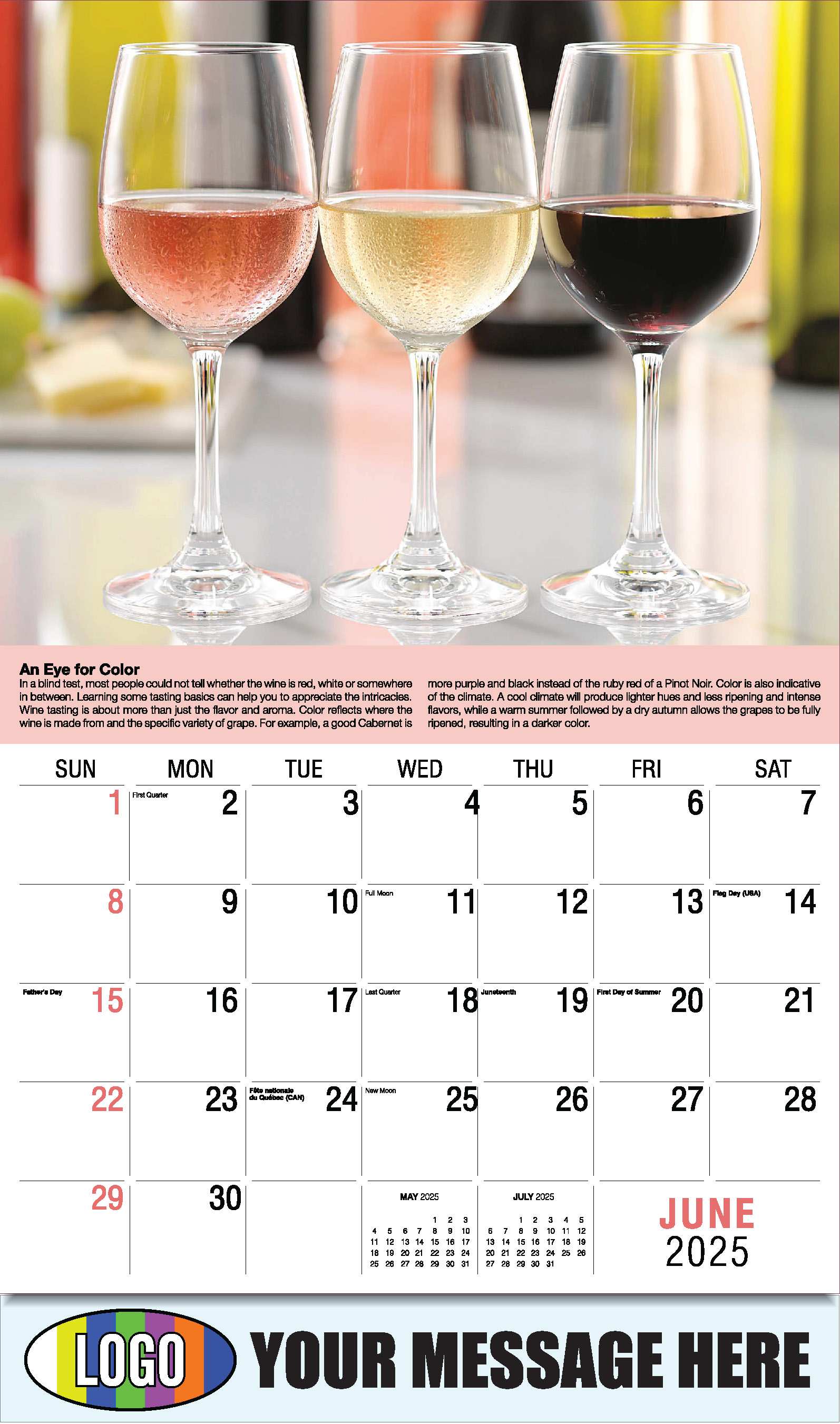 Vintages - Wine Tips 2025 Business Promo Calendar - June