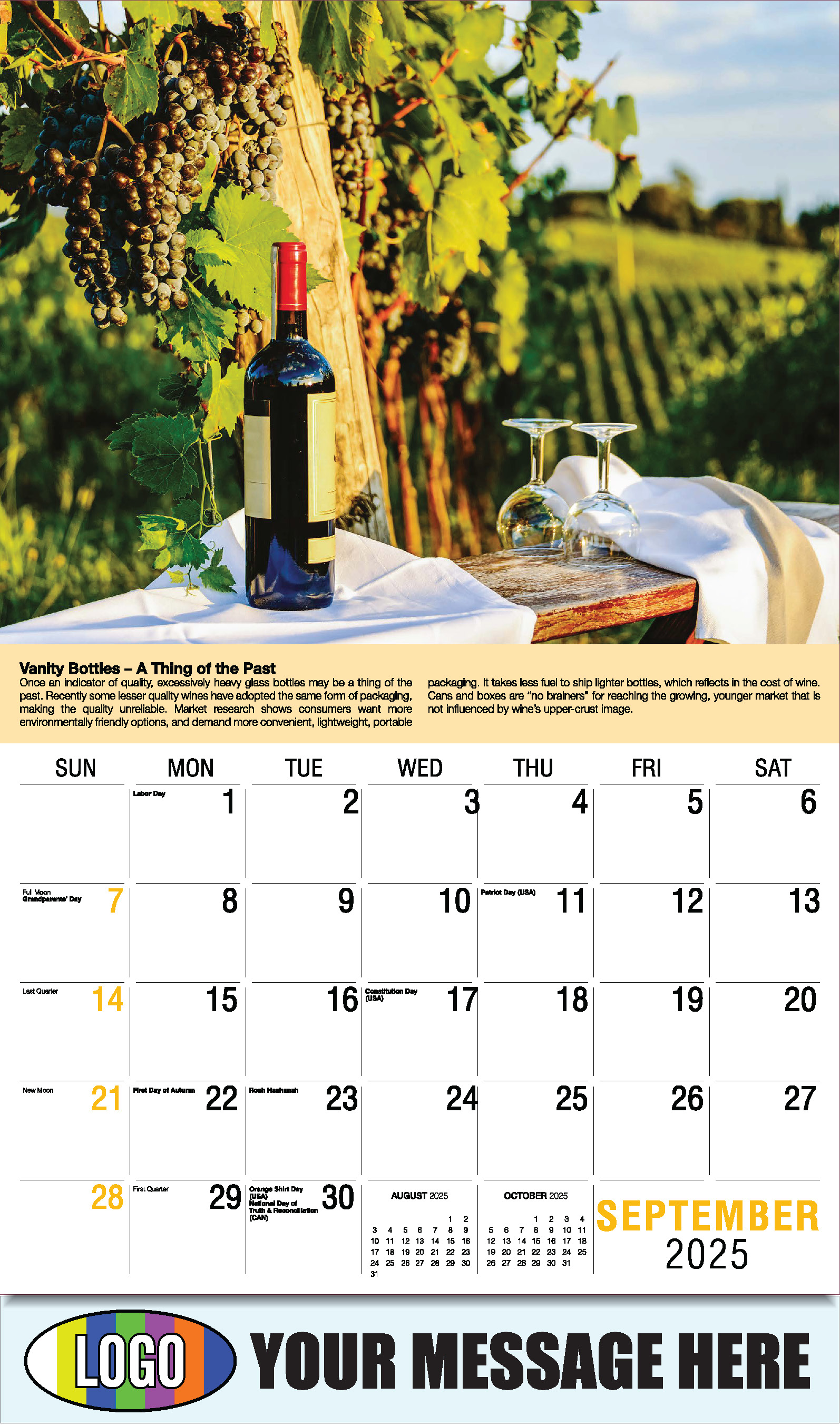 Vintages - Wine Tips 2025 Business Promo Calendar - September