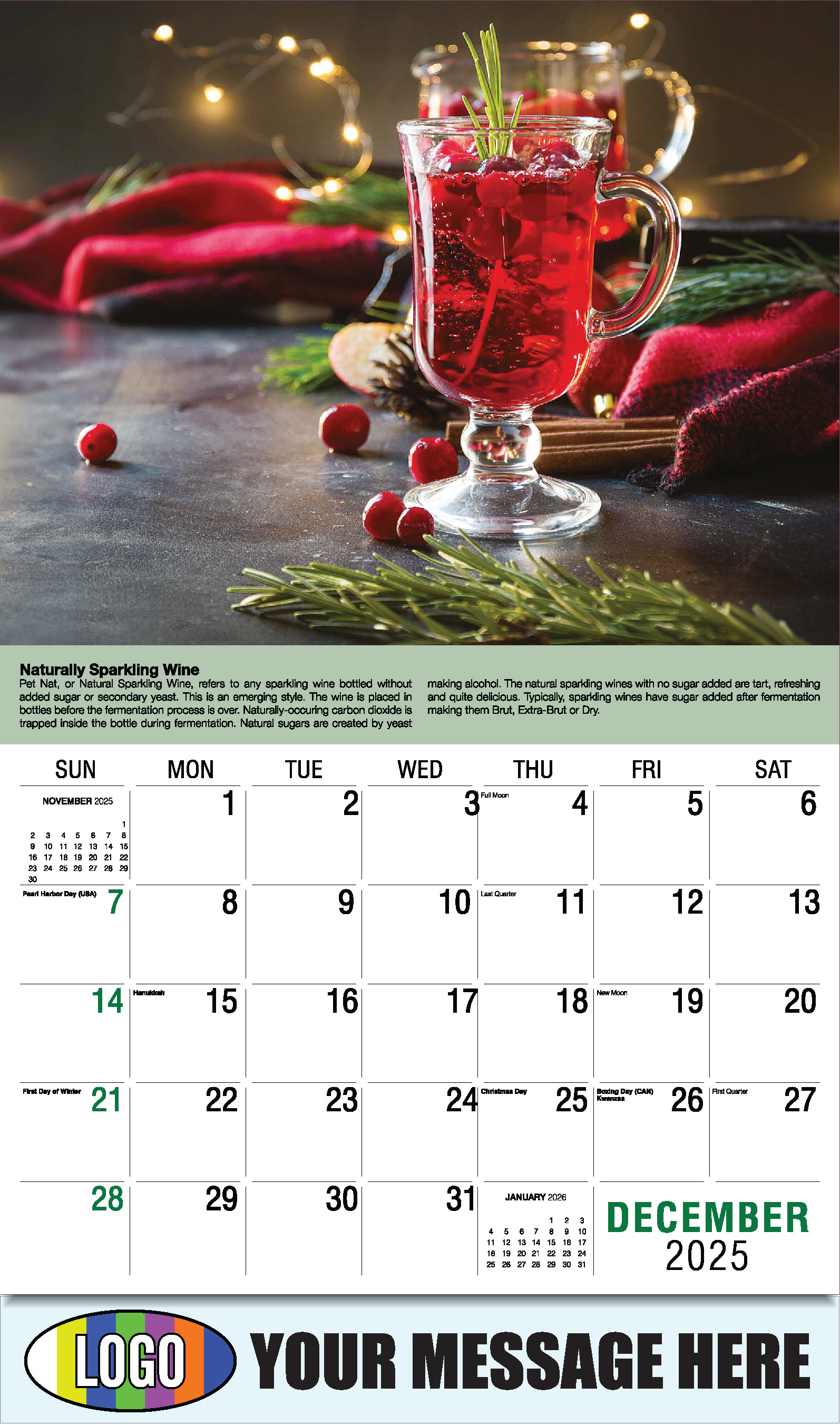 Vintages - Wine Tips 2025 Business Promo Calendar - December