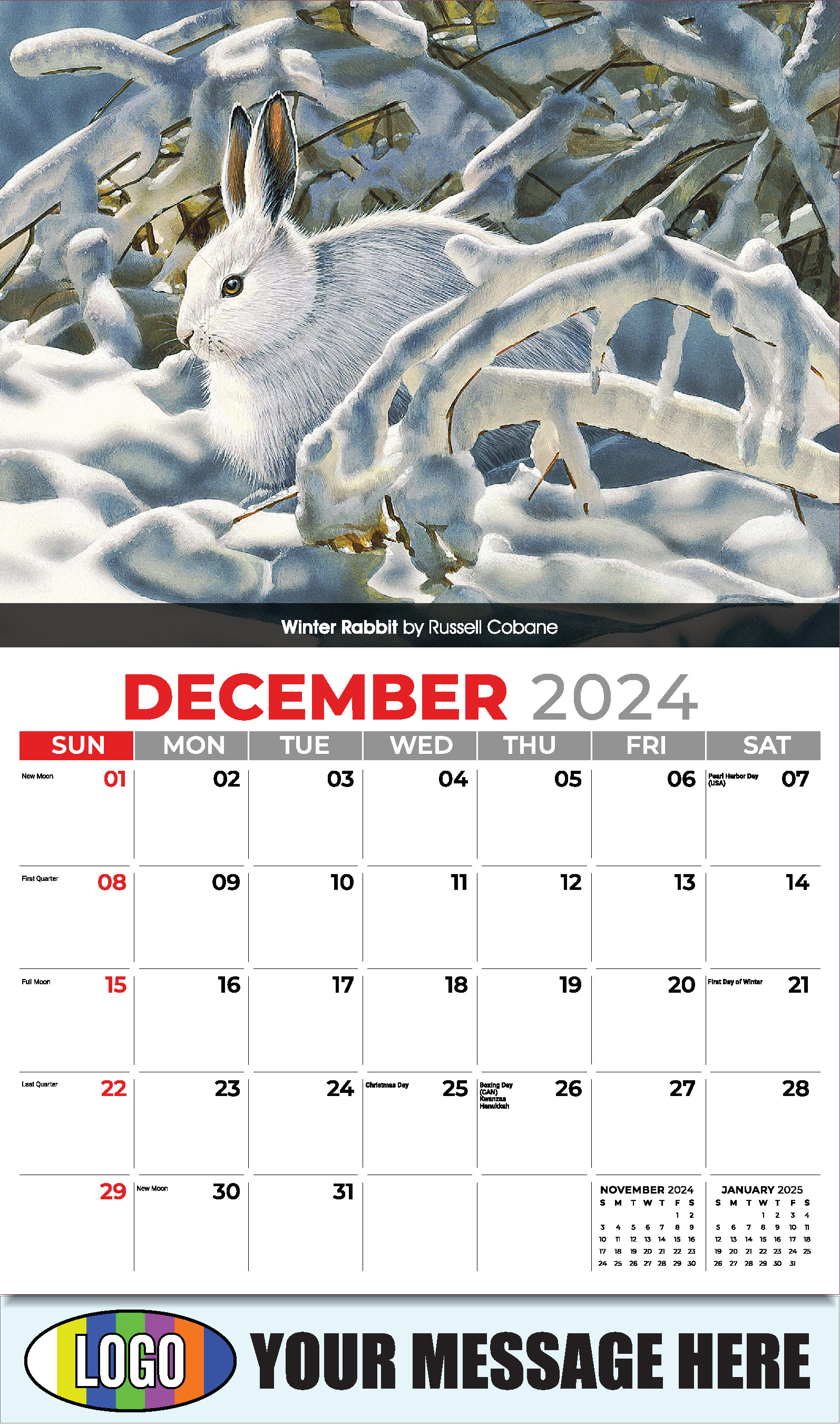 Wildlife Art Portraits 2025 Business Promotion Wall Calendar - December_a