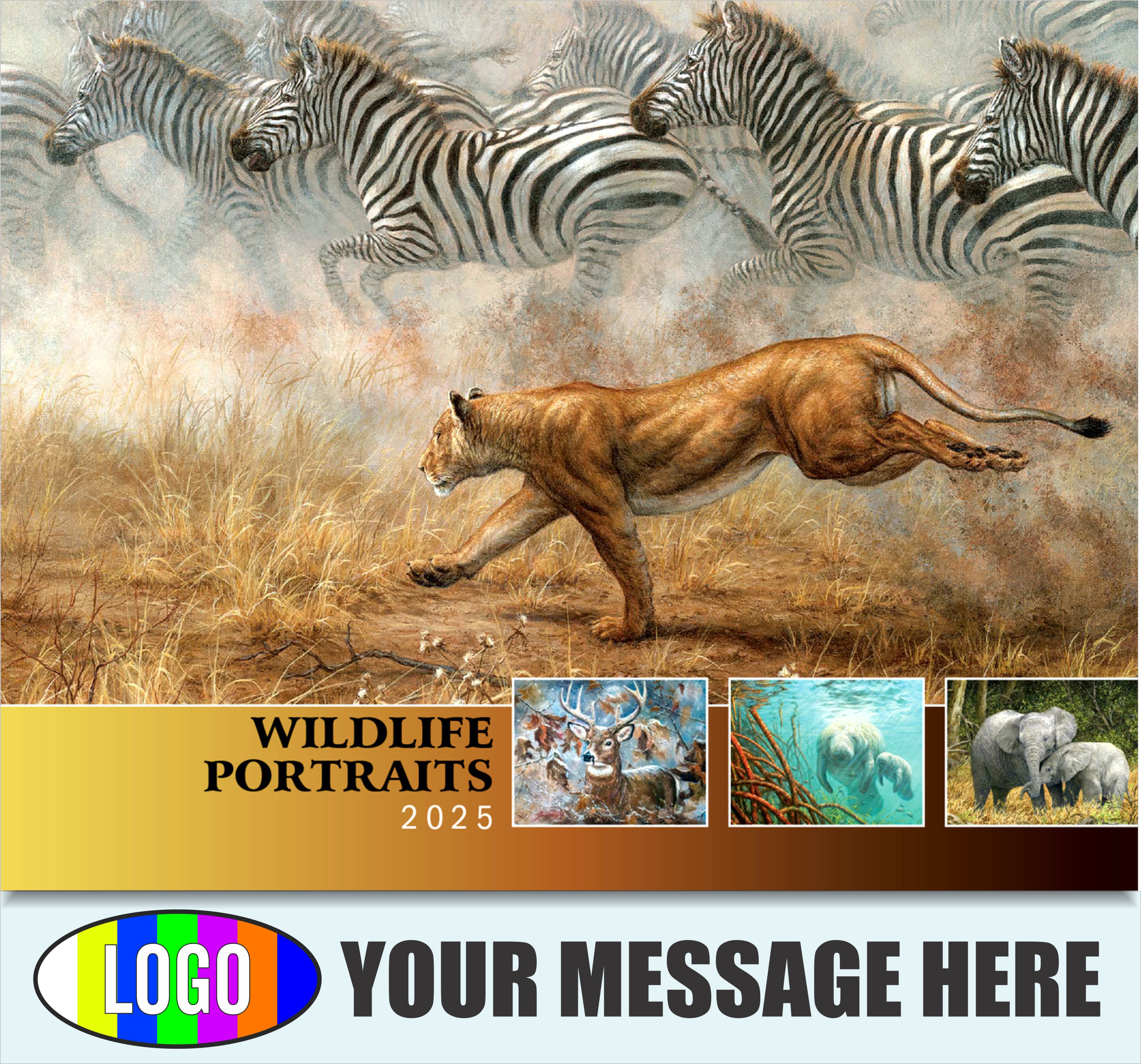 Wildlife Art Portraits 2025 Business Promotion Wall Calendar - cover