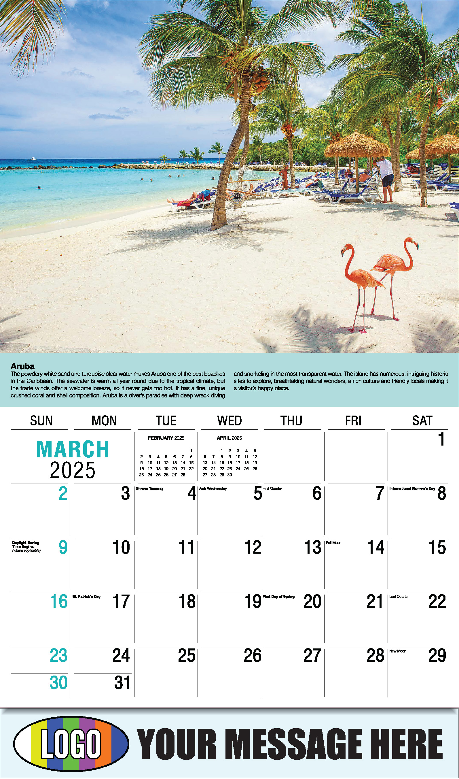 World Travel 2025 Business Advertising Wall Calendar - March