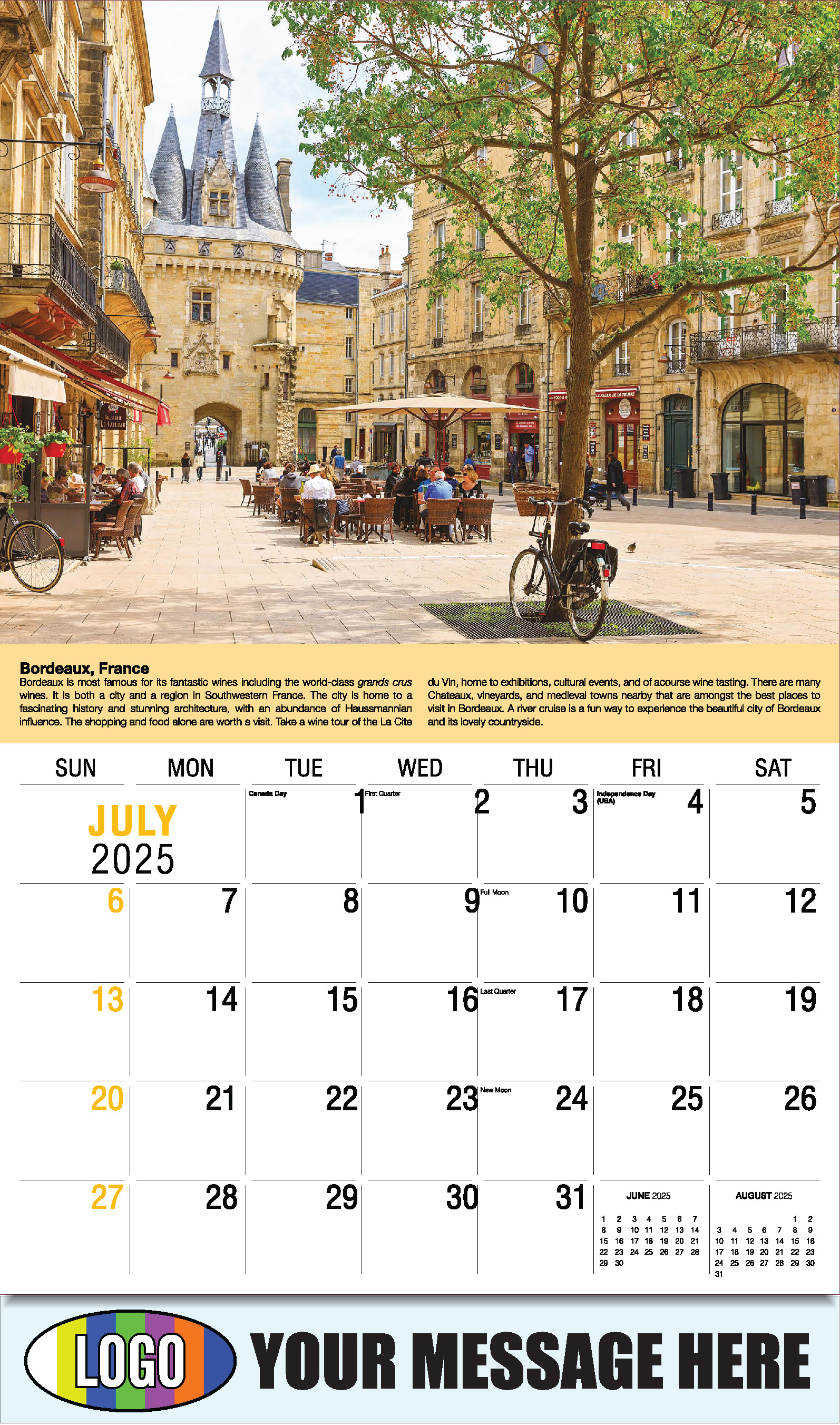 World Travel 2025 Business Advertising Wall Calendar - July