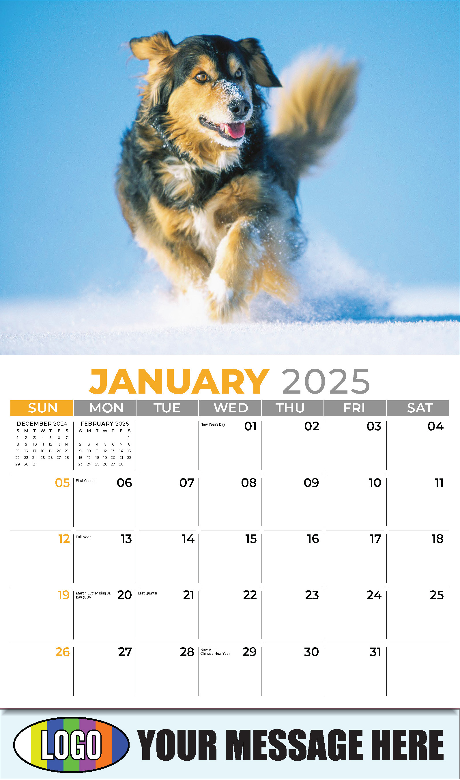 Pets 2025 Business Advertising Wall Calendar - January