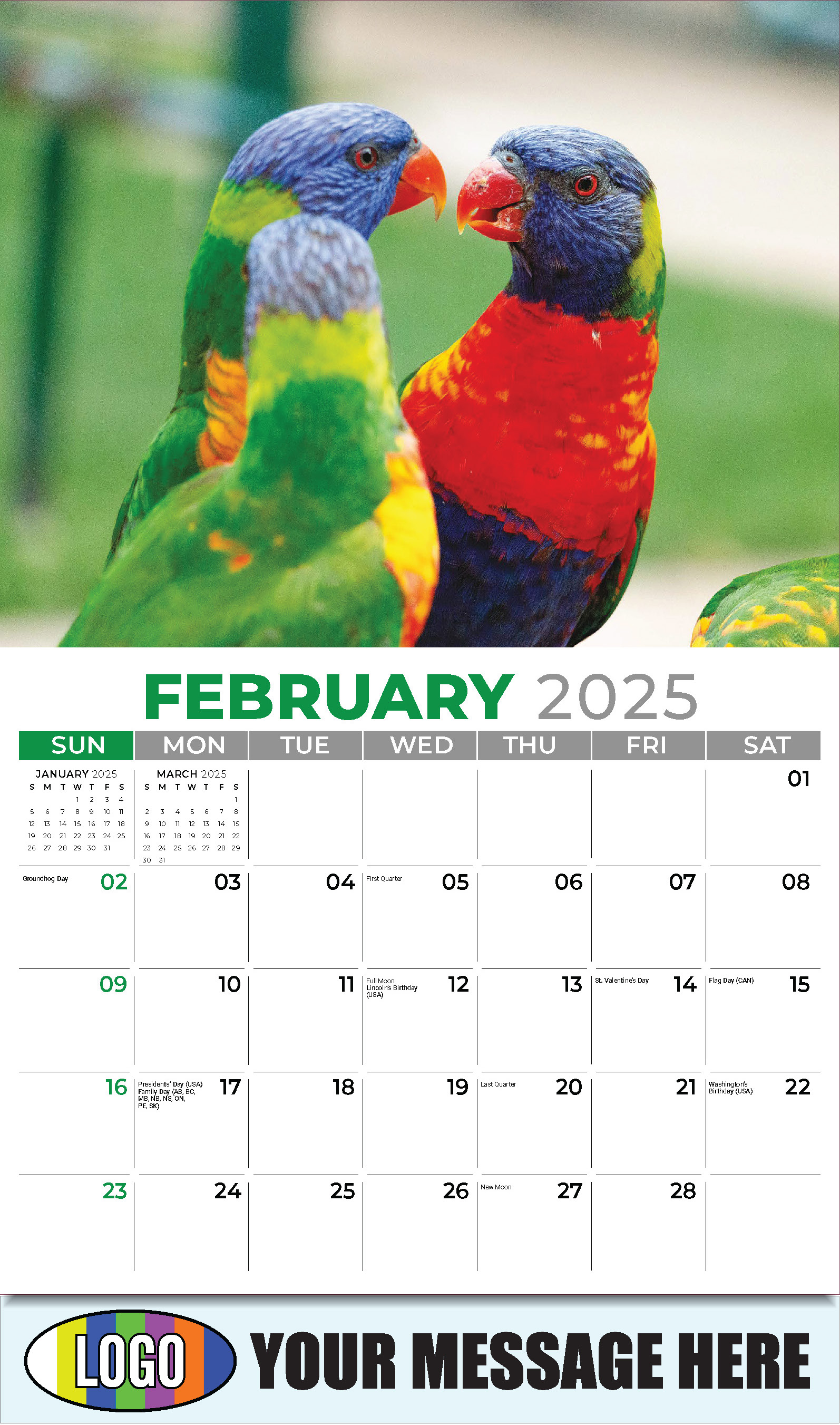 Pets 2025 Business Advertising Wall Calendar - February
