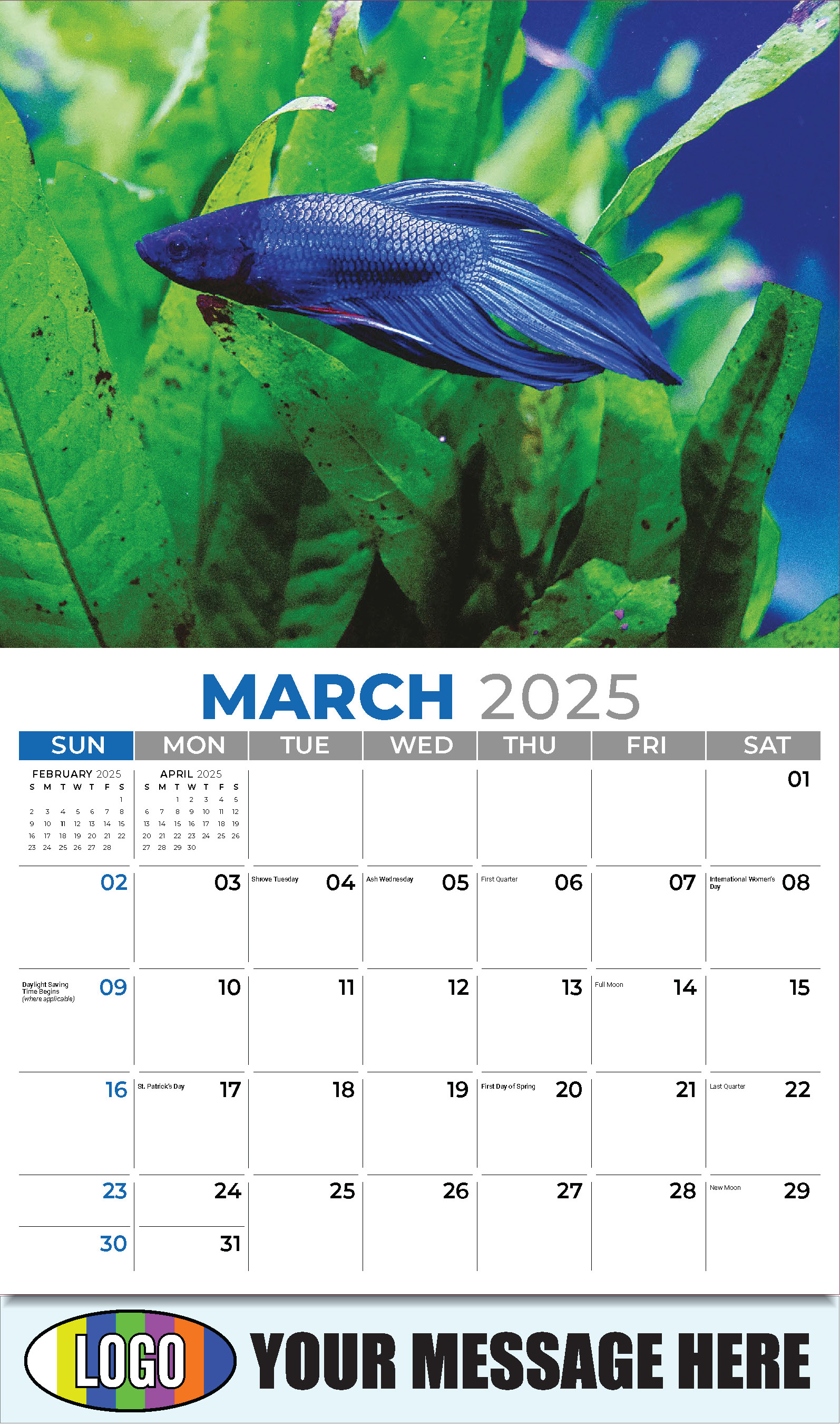 Pets 2025 Business Advertising Wall Calendar - March