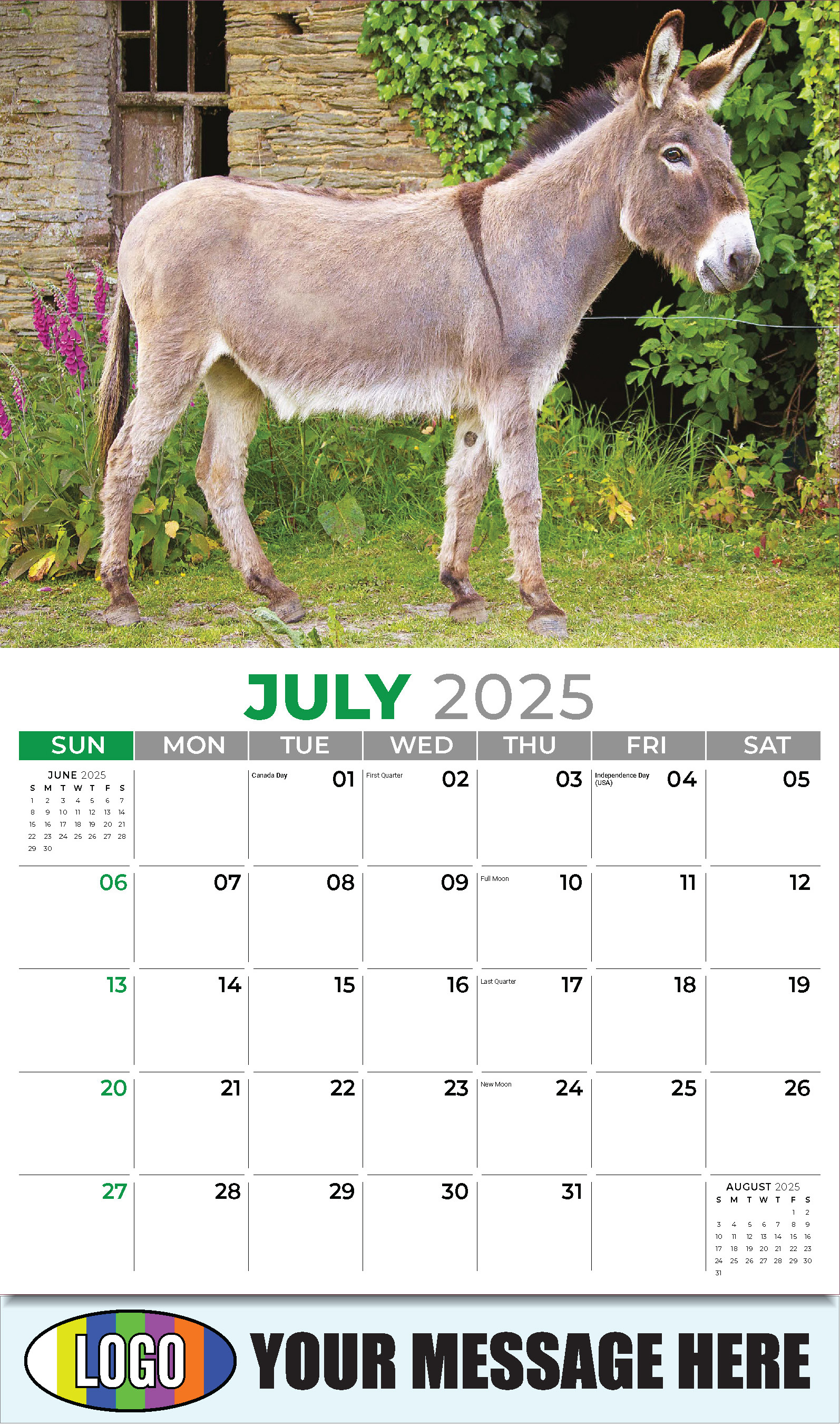 Pets 2025 Business Advertising Wall Calendar - July