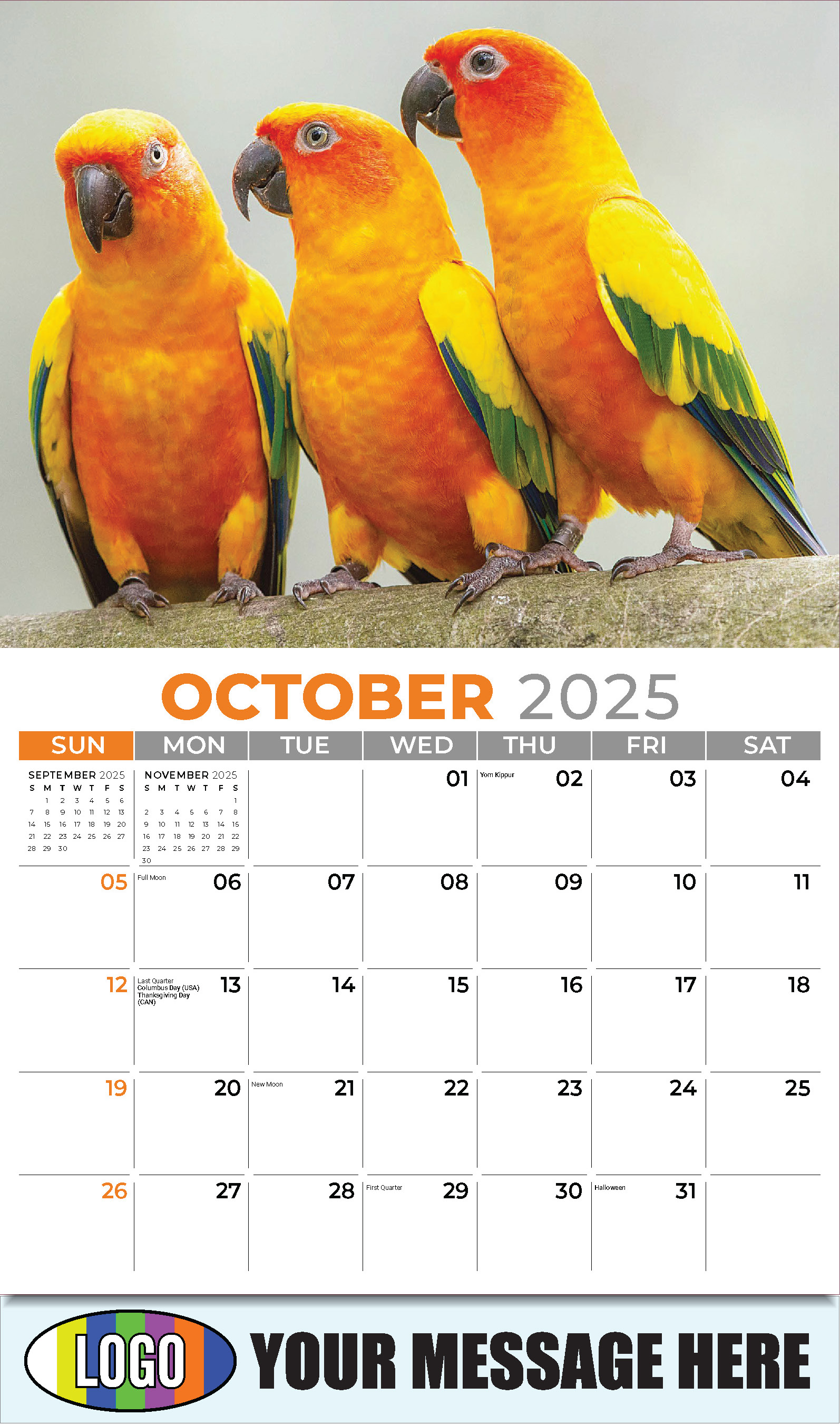 Pets 2025 Business Advertising Wall Calendar - October