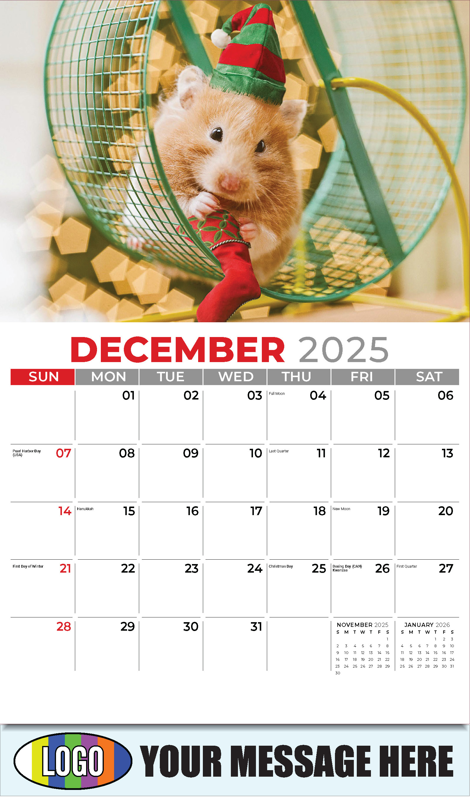 Pets 2025 Business Advertising Wall Calendar - December