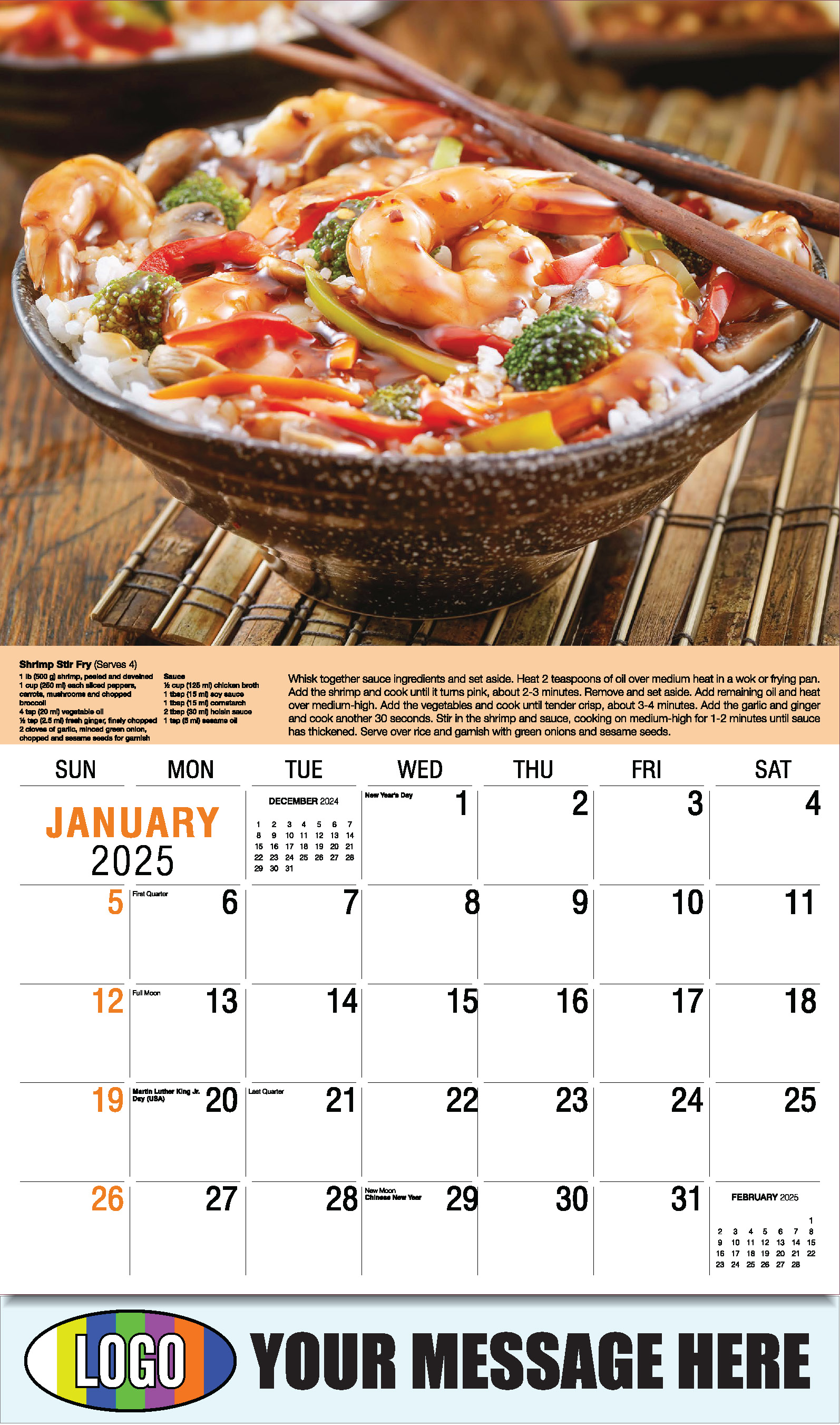 Recipes 2025 Business Promotional Calendar - January